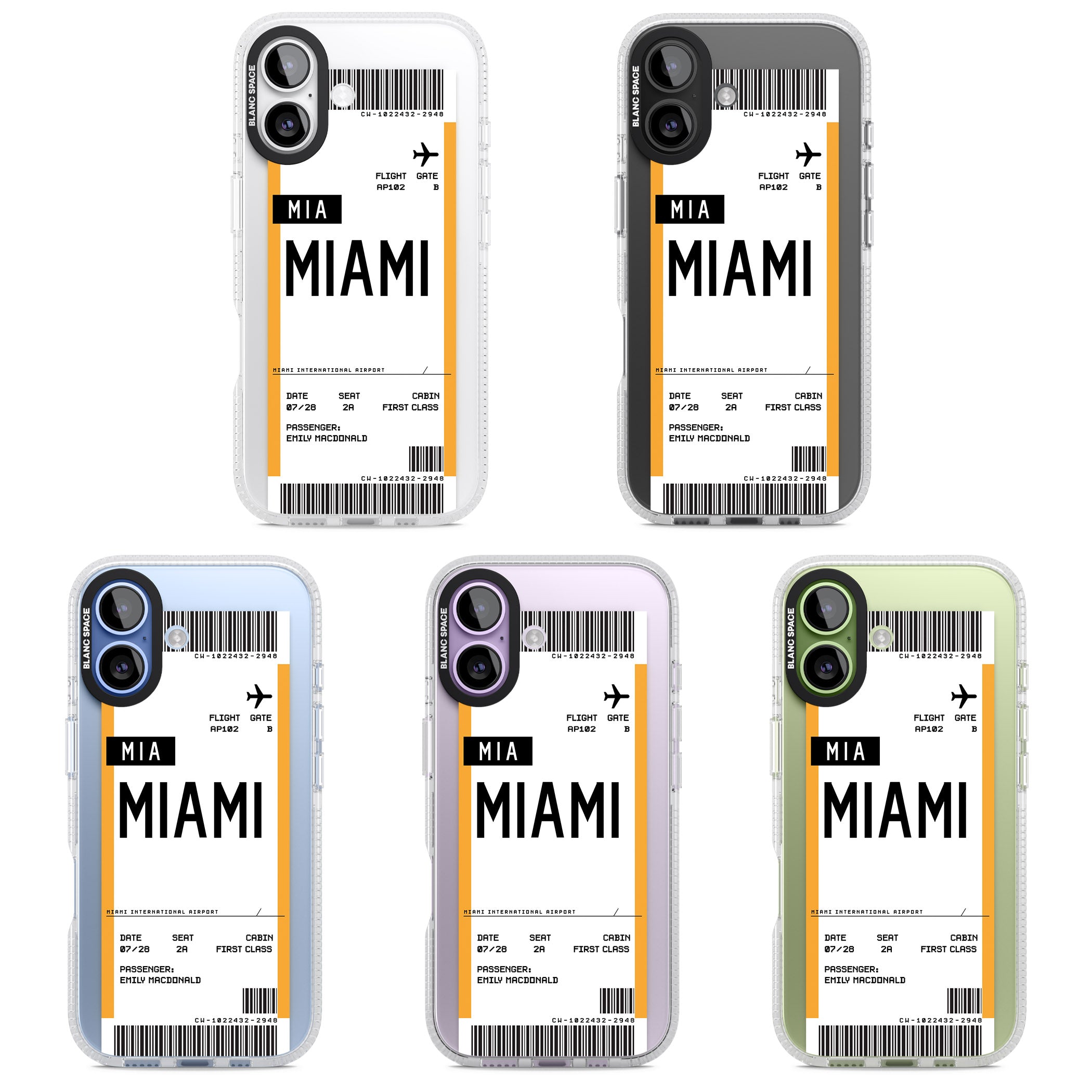 Personalised Miami Boarding Pass iPhone 17 Impact Air Clear Phone Case APT Impact Protection