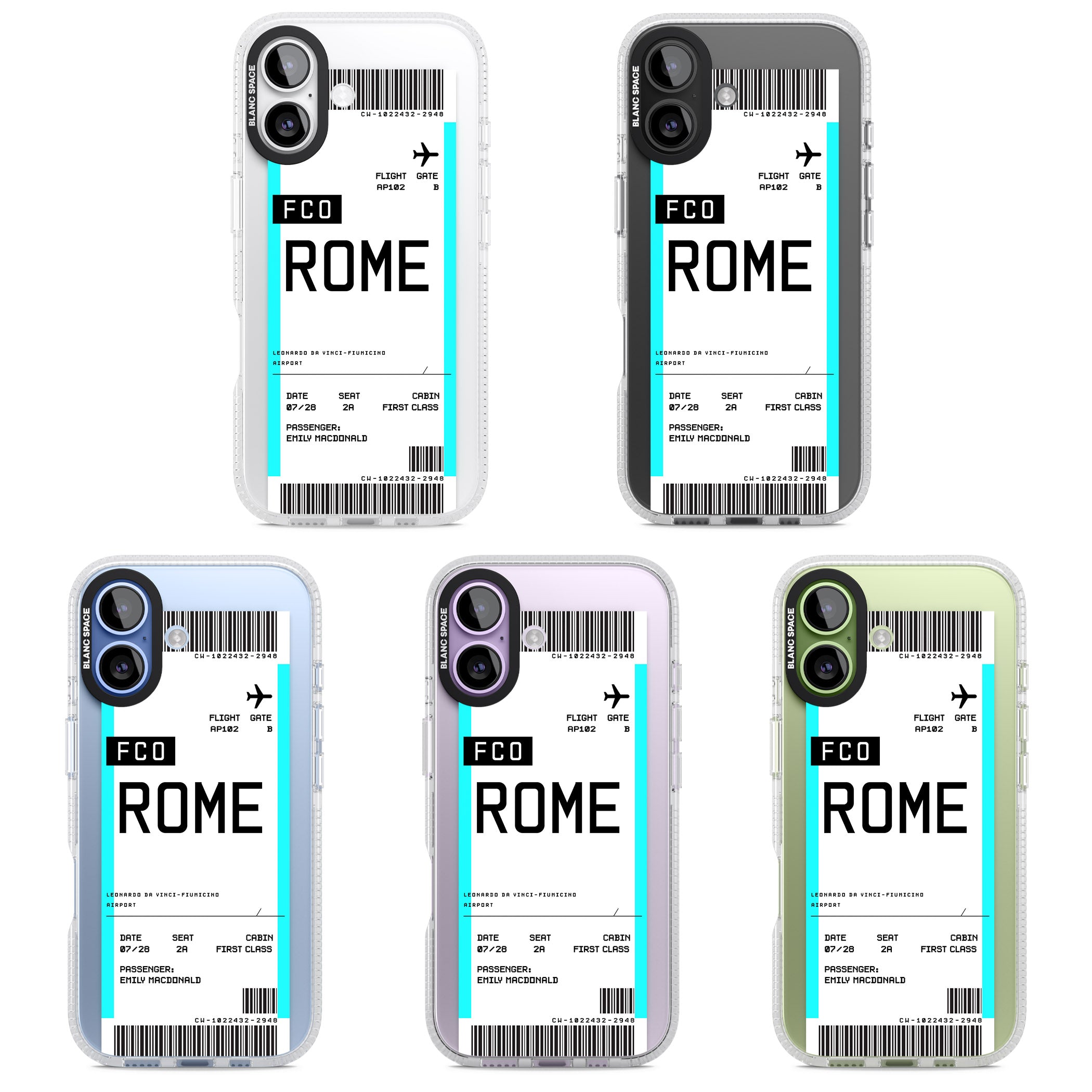 Personalised Rome Boarding Pass iPhone 17 Impact Air Clear Phone Case APT Impact Protection