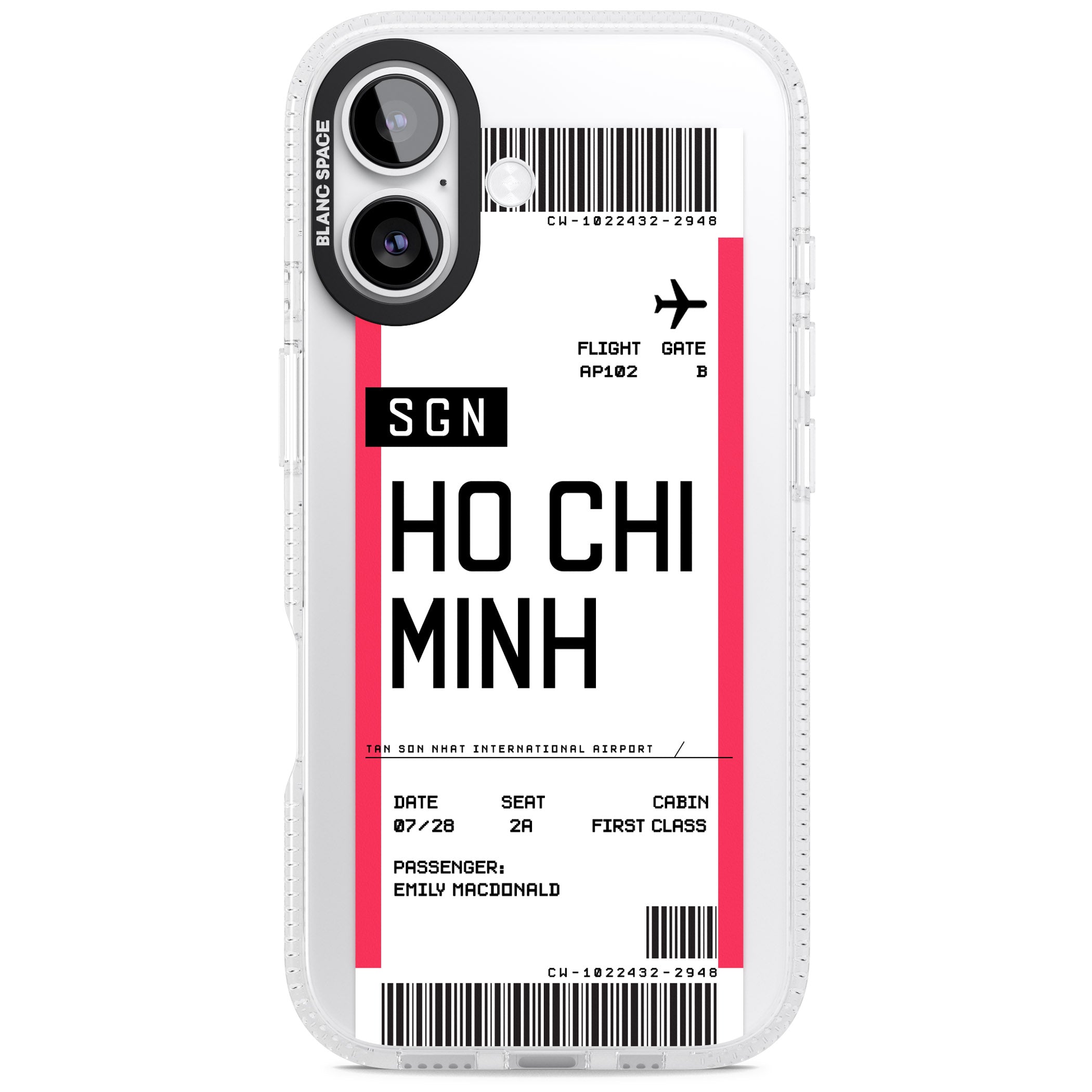 Personalised Ho Chi Minh Boarding Pass iPhone 17 Impact Air Clear Phone Case