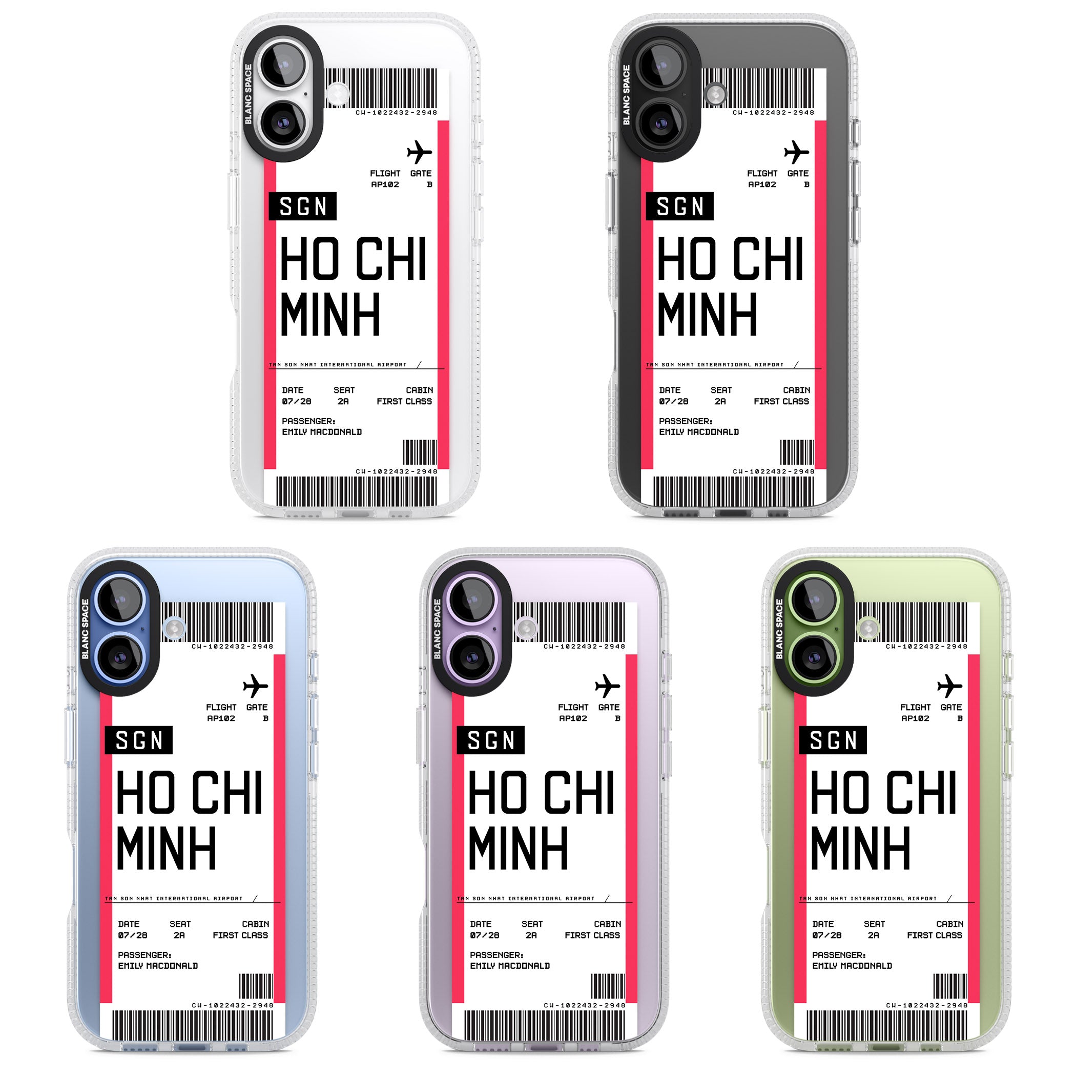 Personalised Ho Chi Minh Boarding Pass iPhone 17 Impact Air Clear Phone Case APT Impact Protection