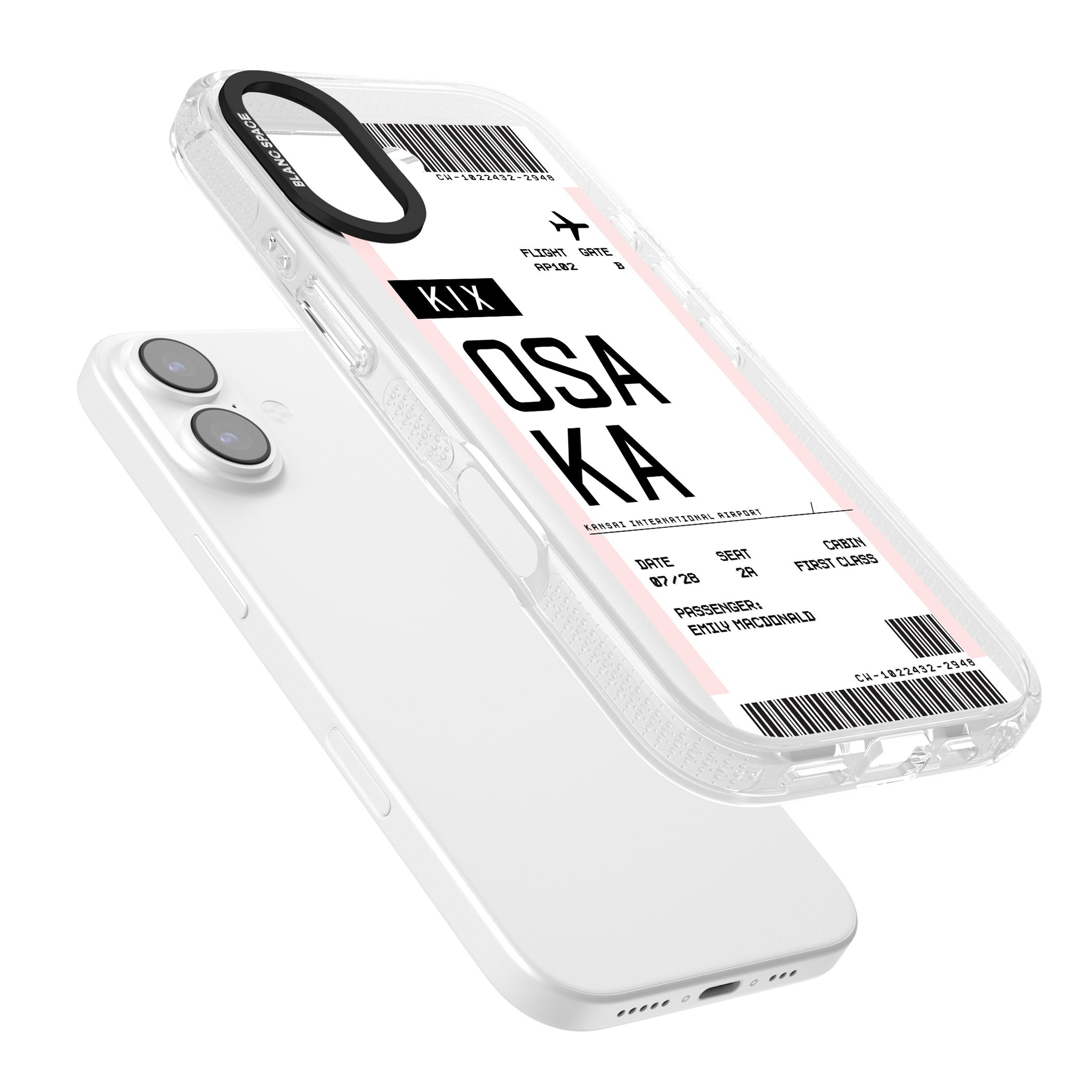 Personalised Osaka Boarding Pass iPhone 17 Impact Air Clear Phone Case Colours
