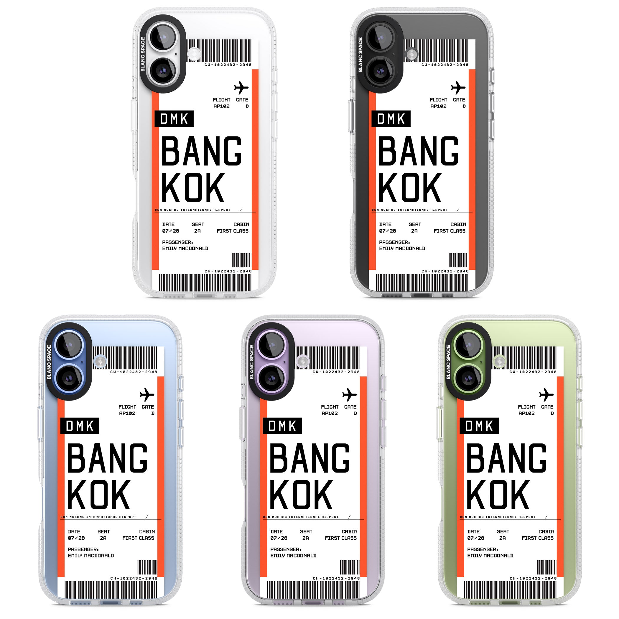 Personalised Bangkok Boarding Pass iPhone 17 Impact Air Clear Phone Case APT Impact Protection