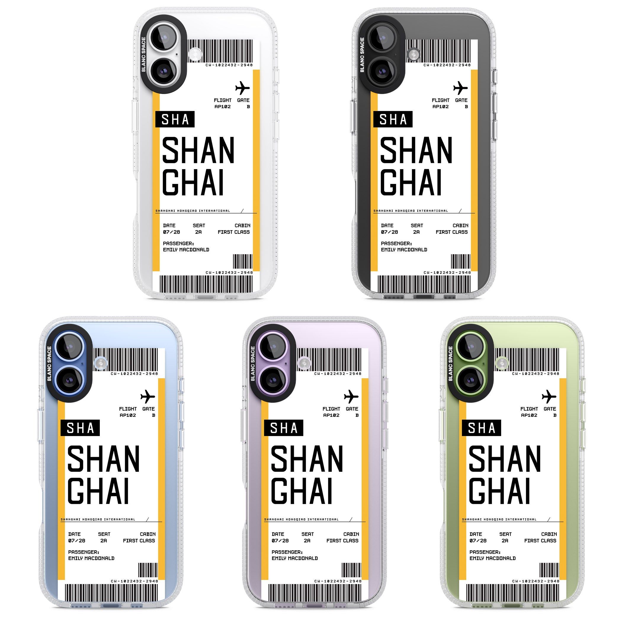 Personalised Shanghai Boarding Pass iPhone 17 Impact Air Clear Phone Case APT Impact Protection