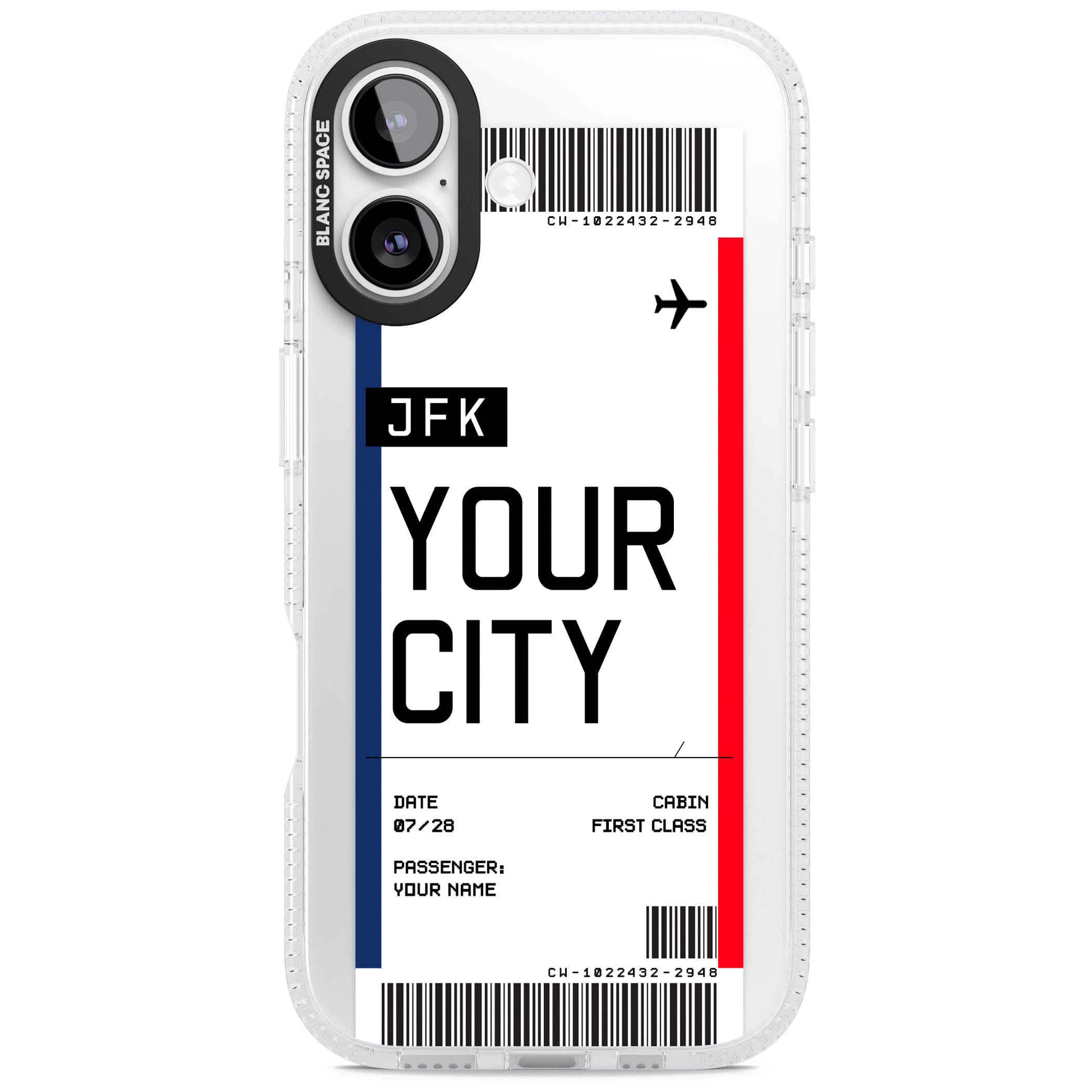Personalised Create Your Own Boarding Pass Ticket iPhone 17 Impact Air Clear Phone Case