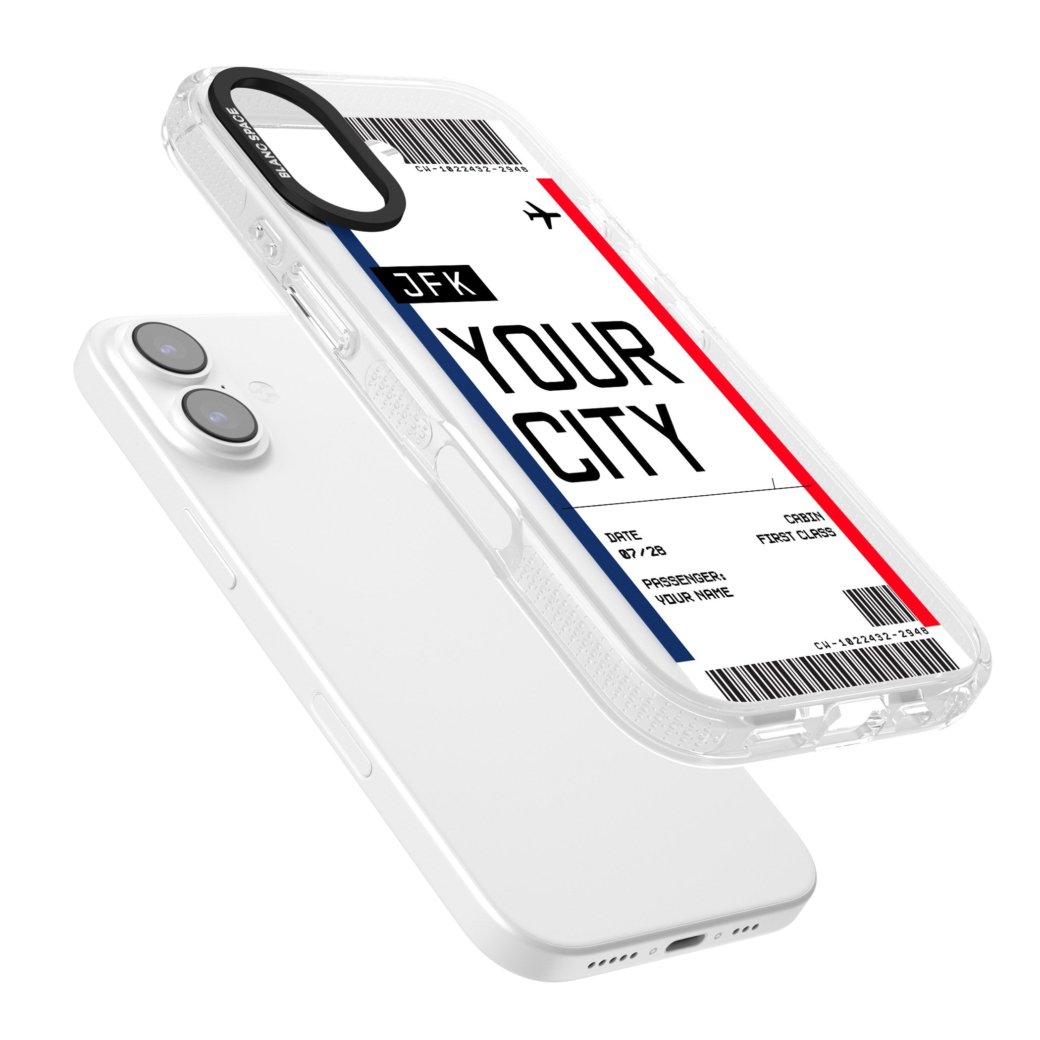 Personalised Create Your Own Boarding Pass Ticket iPhone 17 Impact Air Clear Phone Case Colours