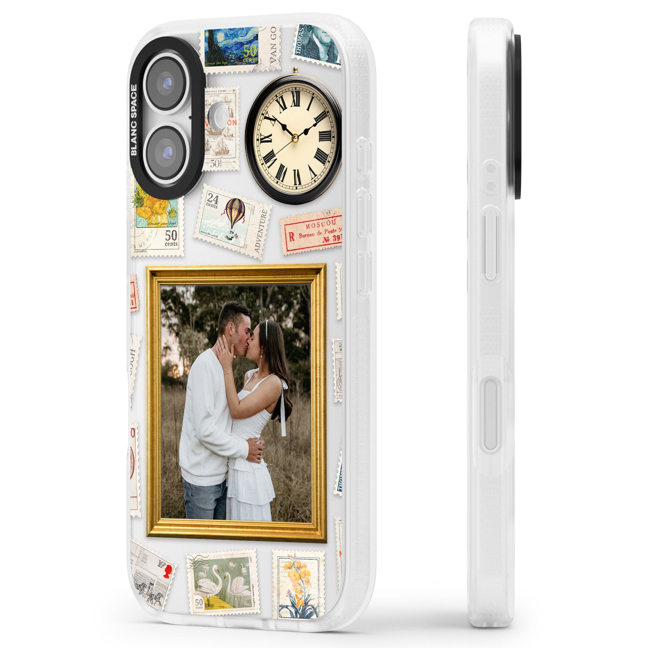 Personalised Vintage Photo Frame Collage iPhone 17 Impact Air Clear Phone Case Side Profile