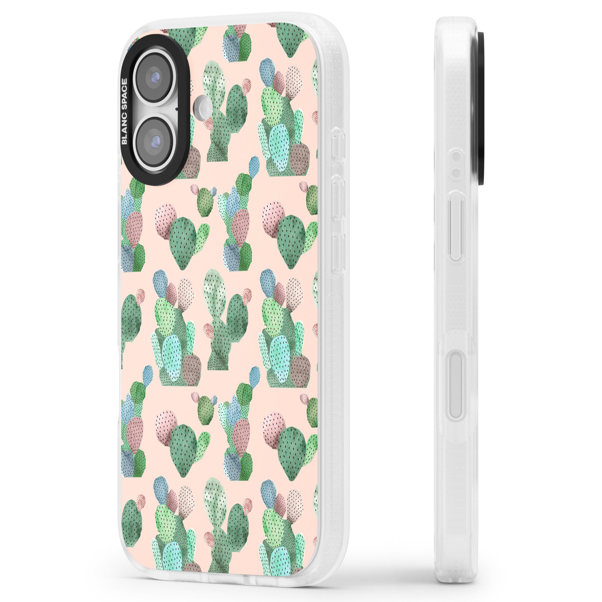 Pink Cactus iPhone 17 Impact Air Clear Phone Case Side Profile