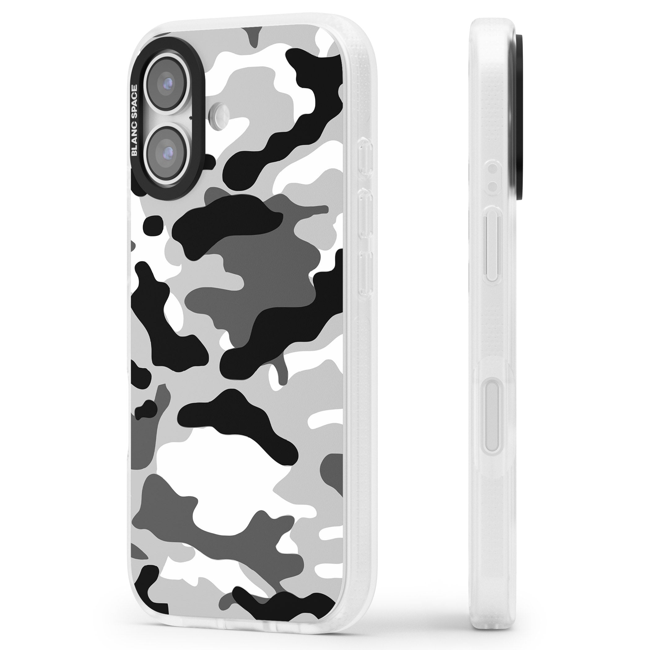 Grey Black Urban Camo iPhone 17 Impact Air Clear Phone Case Side Profile
