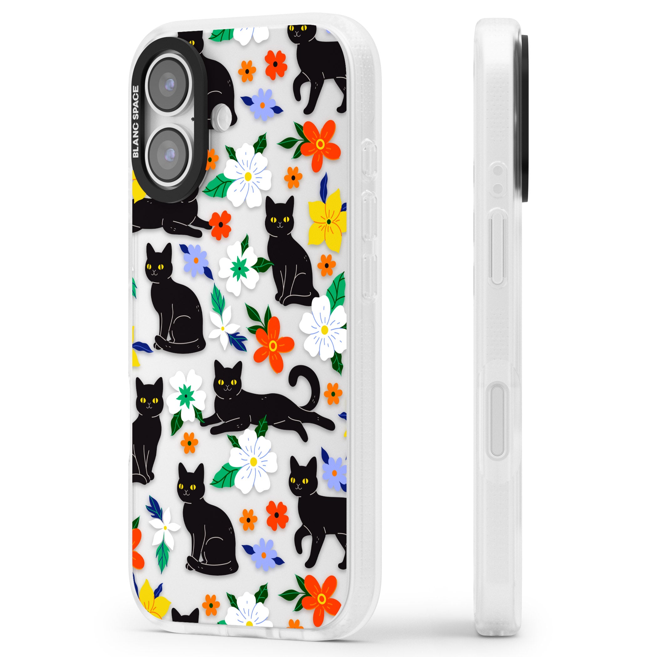 Cats Flowers iPhone 17 Impact Air Clear Phone Case Side Profile