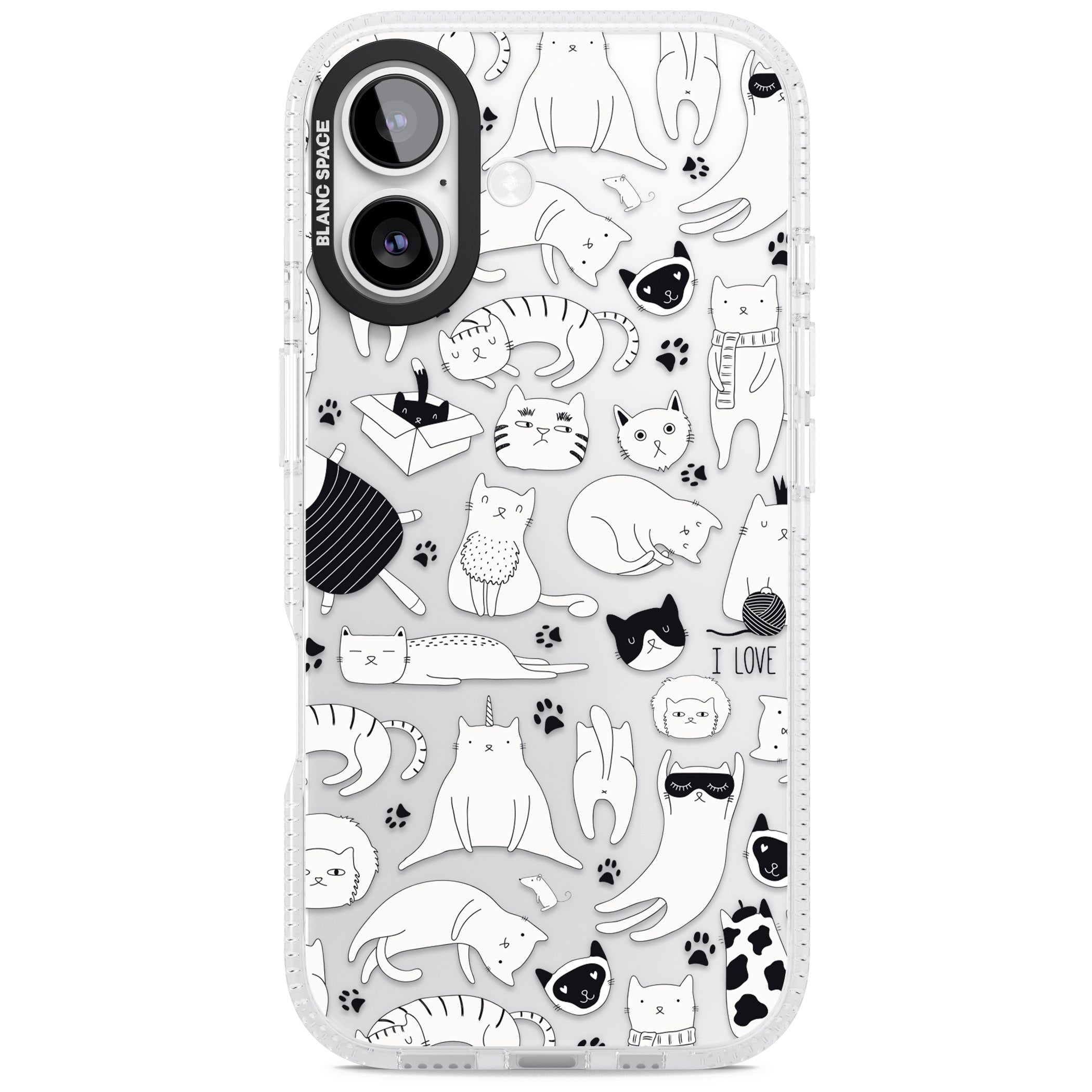Cartoon Cat Collage Black & White iPhone 17 Impact Air Clear Phone Case