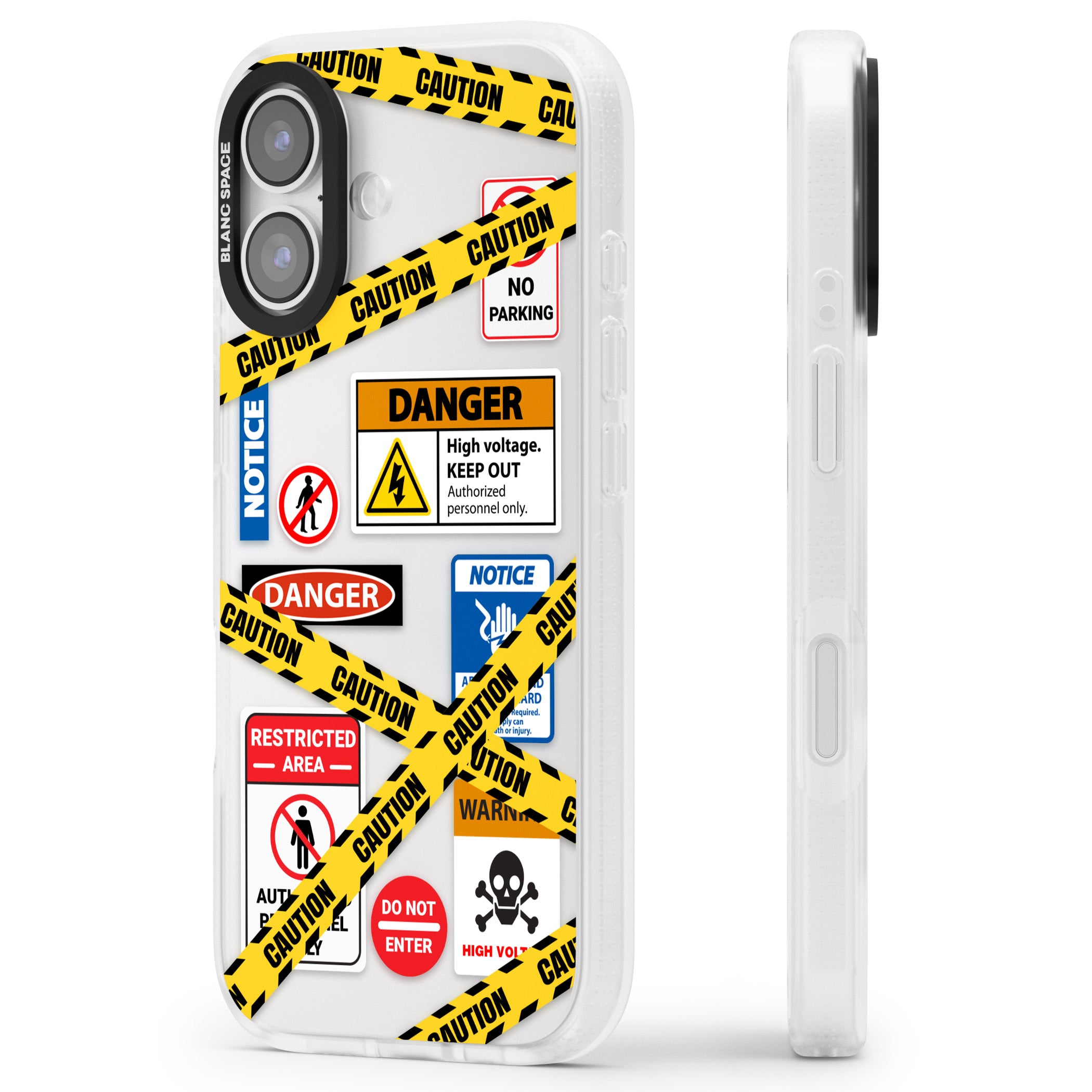 Caution Sign iPhone 17 Impact Air Clear Phone Case Side Profile