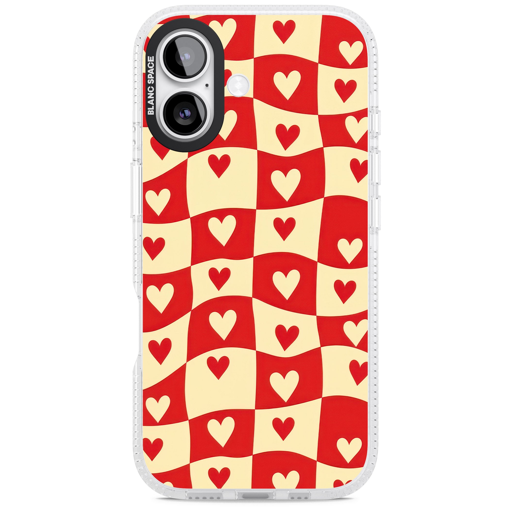 Red Wavy Checked & Hearts iPhone 17 Impact Air Clear Phone Case