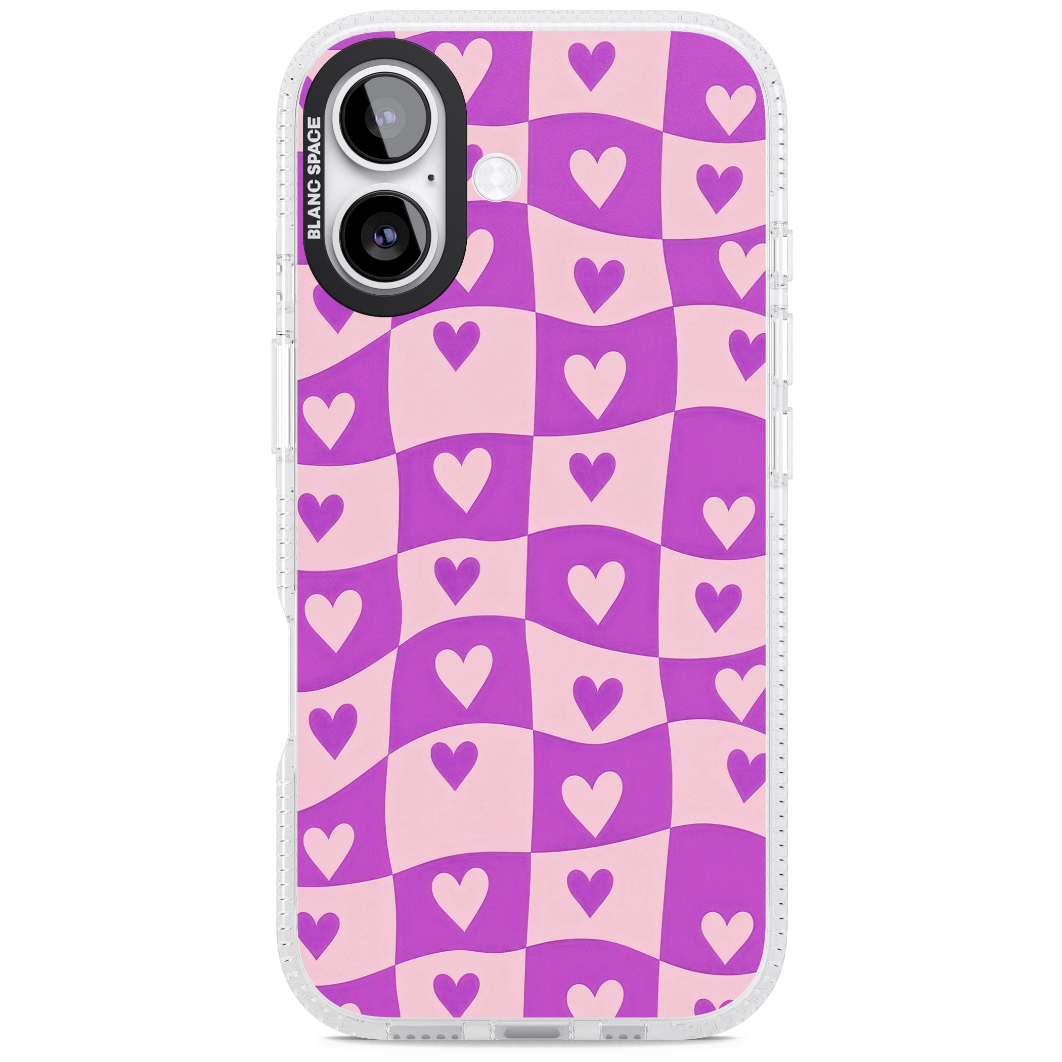 Purple Wavy Checked Hearts iPhone 17 Impact Air Clear Phone Case