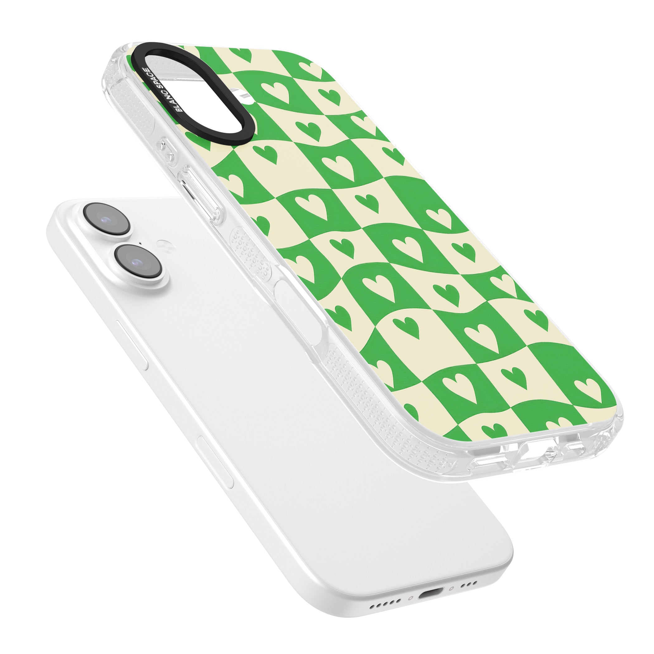 Green Wavy Checked Hearts iPhone 17 Impact Air Clear Phone Case Colours