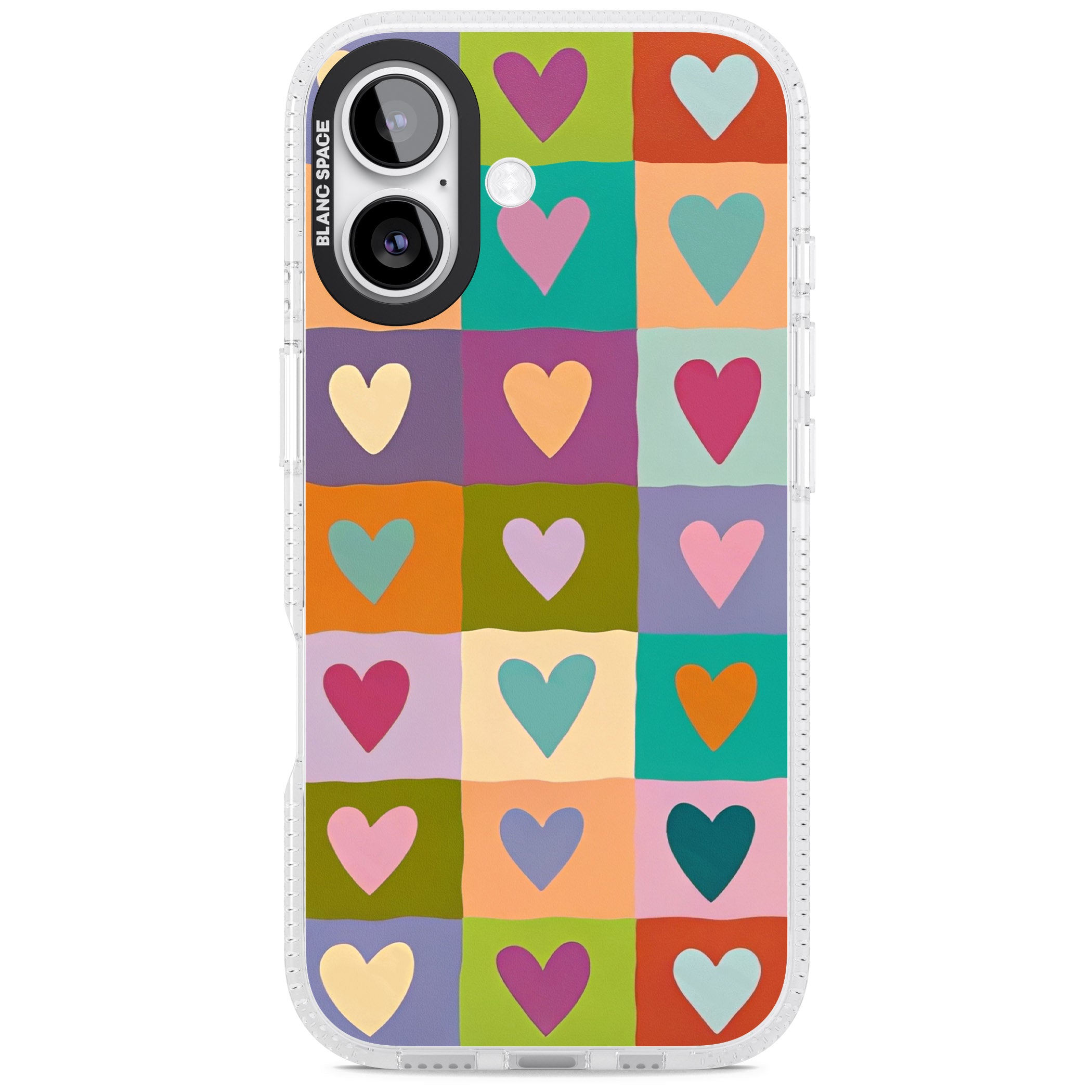 Multicolour Checked Hearts iPhone 17 Impact Air Clear Phone Case