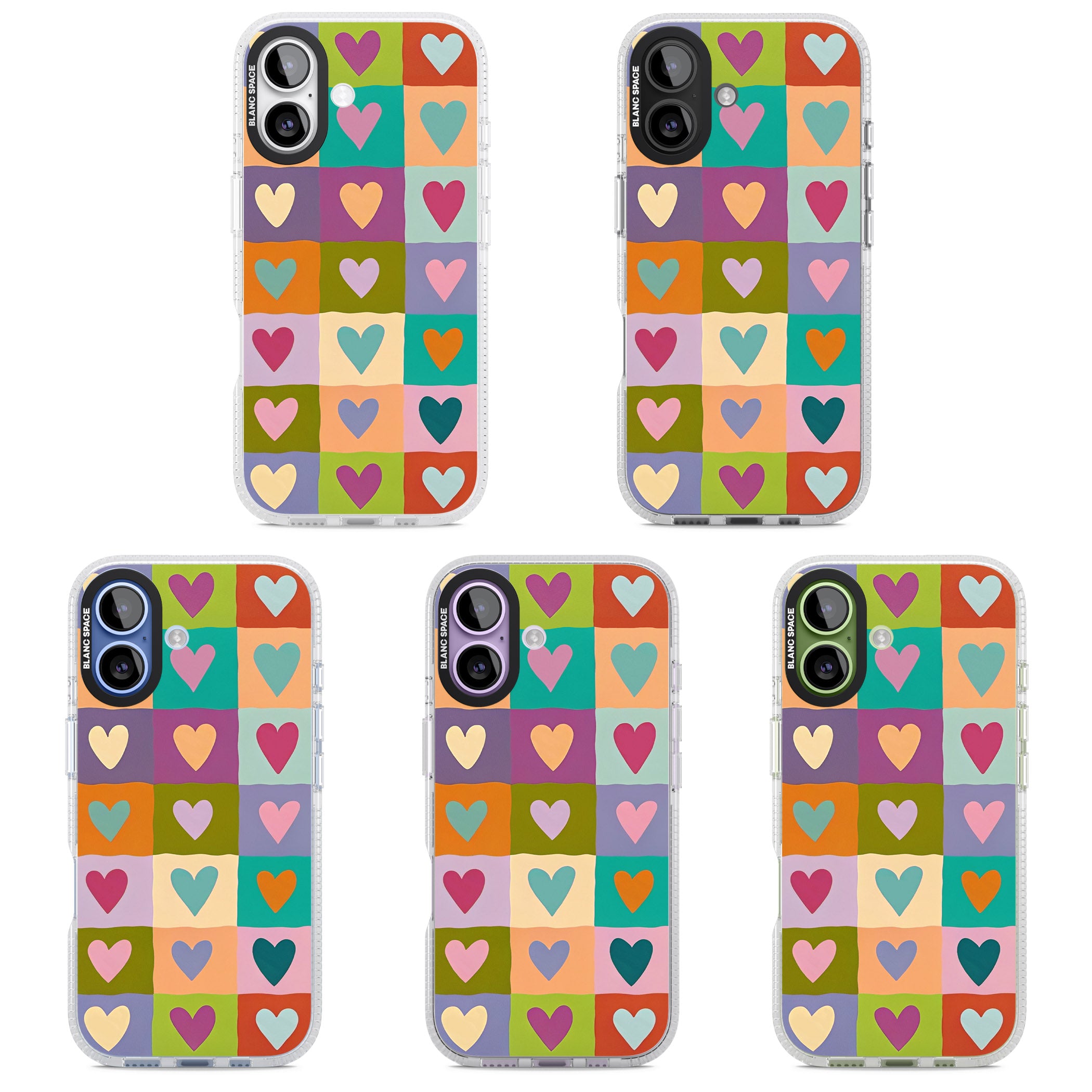 Multicolour Checked Hearts iPhone 17 Impact Air Clear Phone Case APT Impact Protection