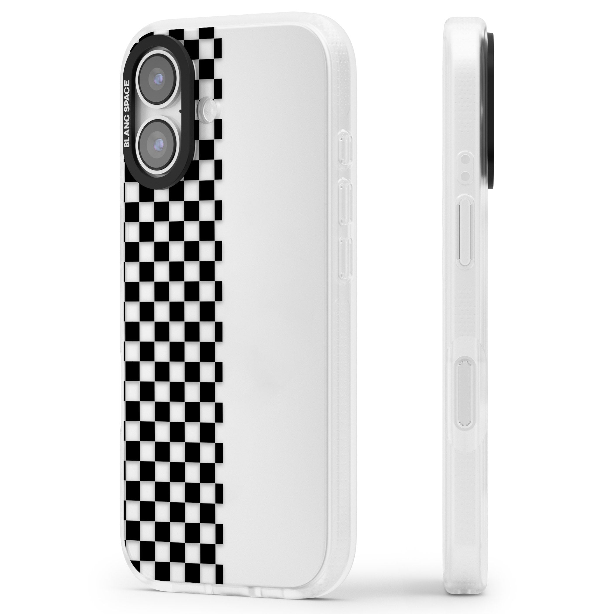 Checker: Half Black Check On Clear iPhone 17 Impact Air Clear Phone Case Side Profile