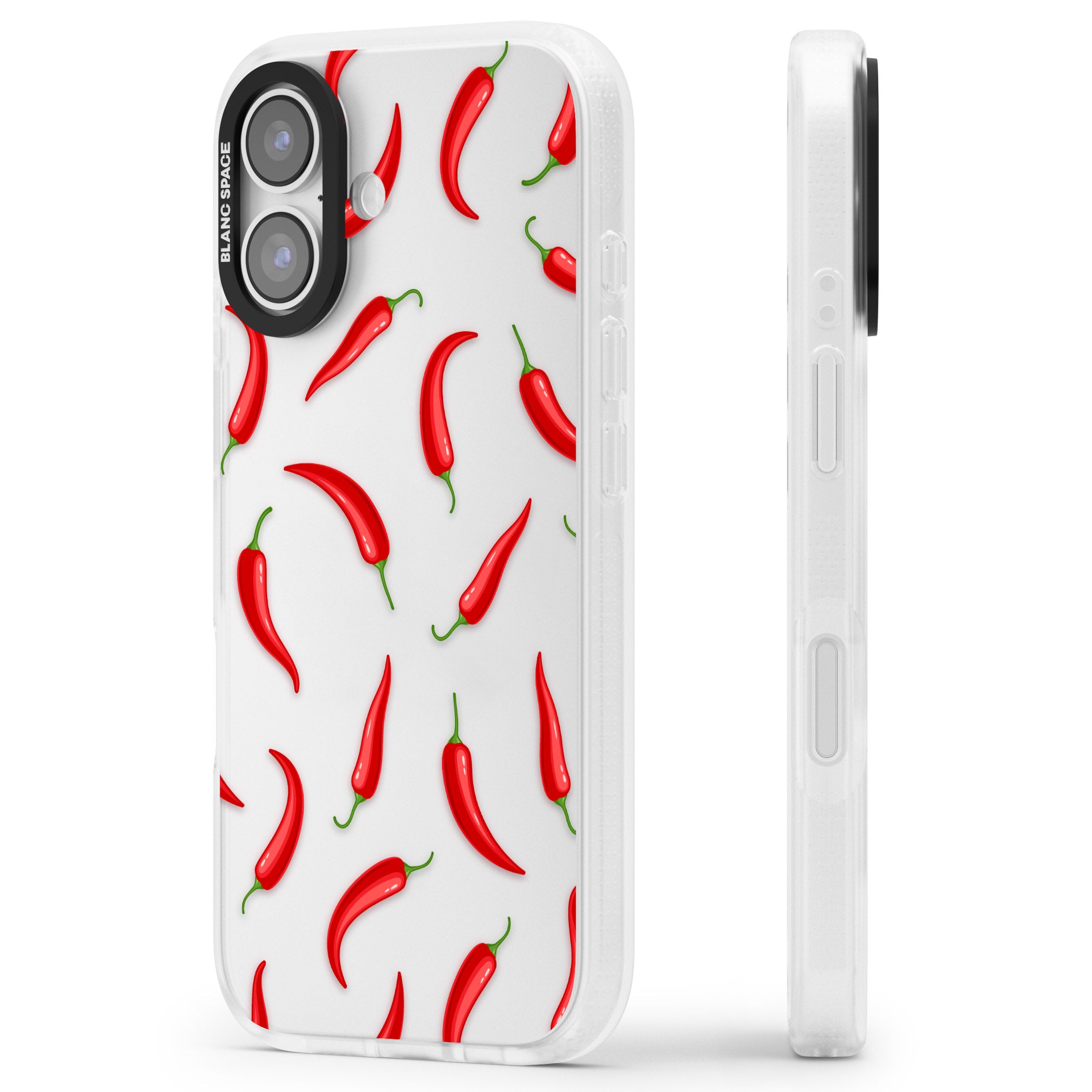 Chilli Pattern iPhone 17 Impact Air Clear Phone Case Side Profile