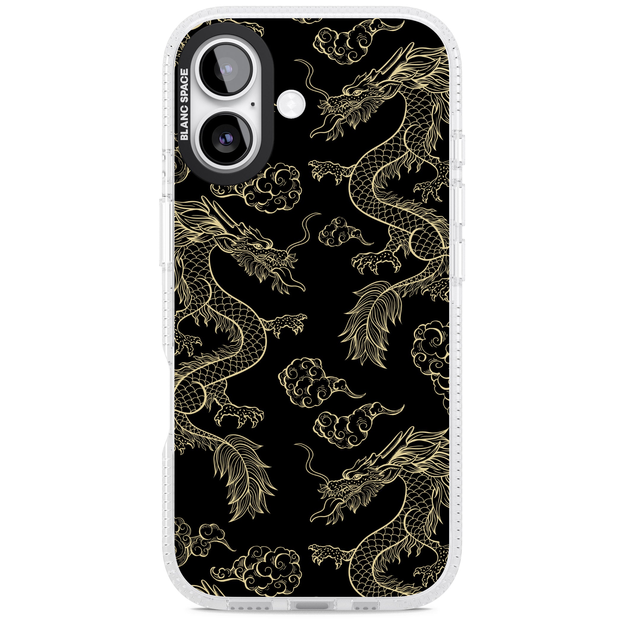 Black And Gold Dragon Pattern iPhone 17 Impact Air Clear Phone Case