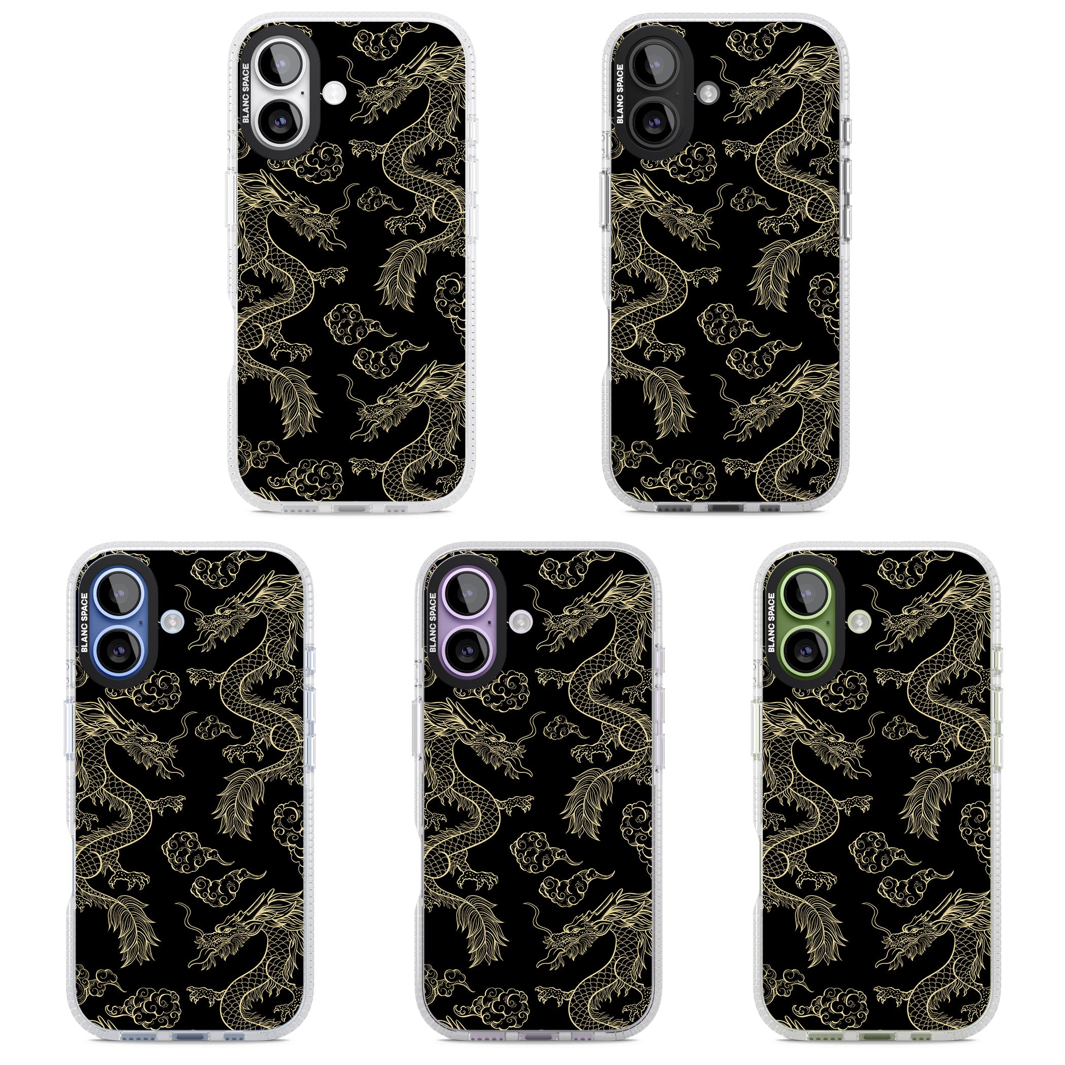 Black And Gold Dragon Pattern iPhone 17 Impact Air Clear Phone Case APT Impact Protection
