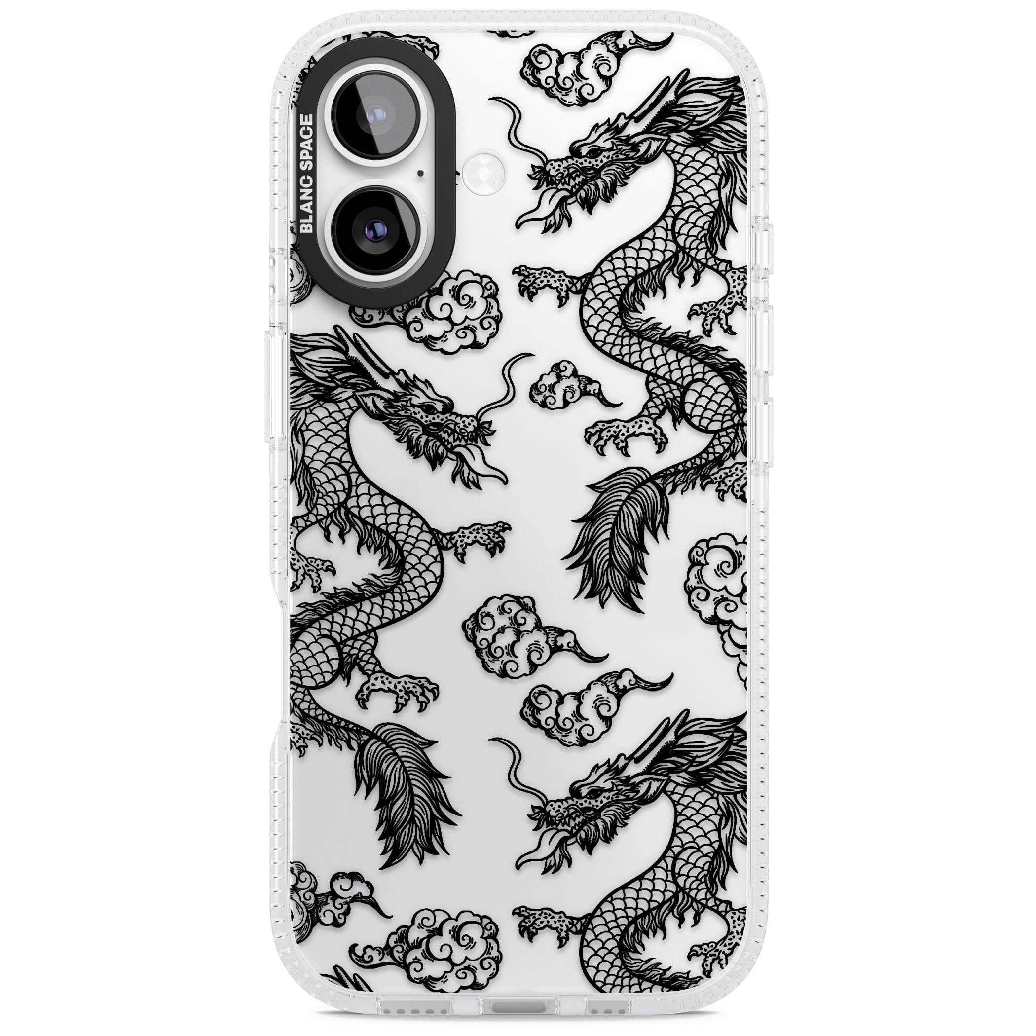 Black Dragon Pattern iPhone 17 Impact Air Clear Phone Case