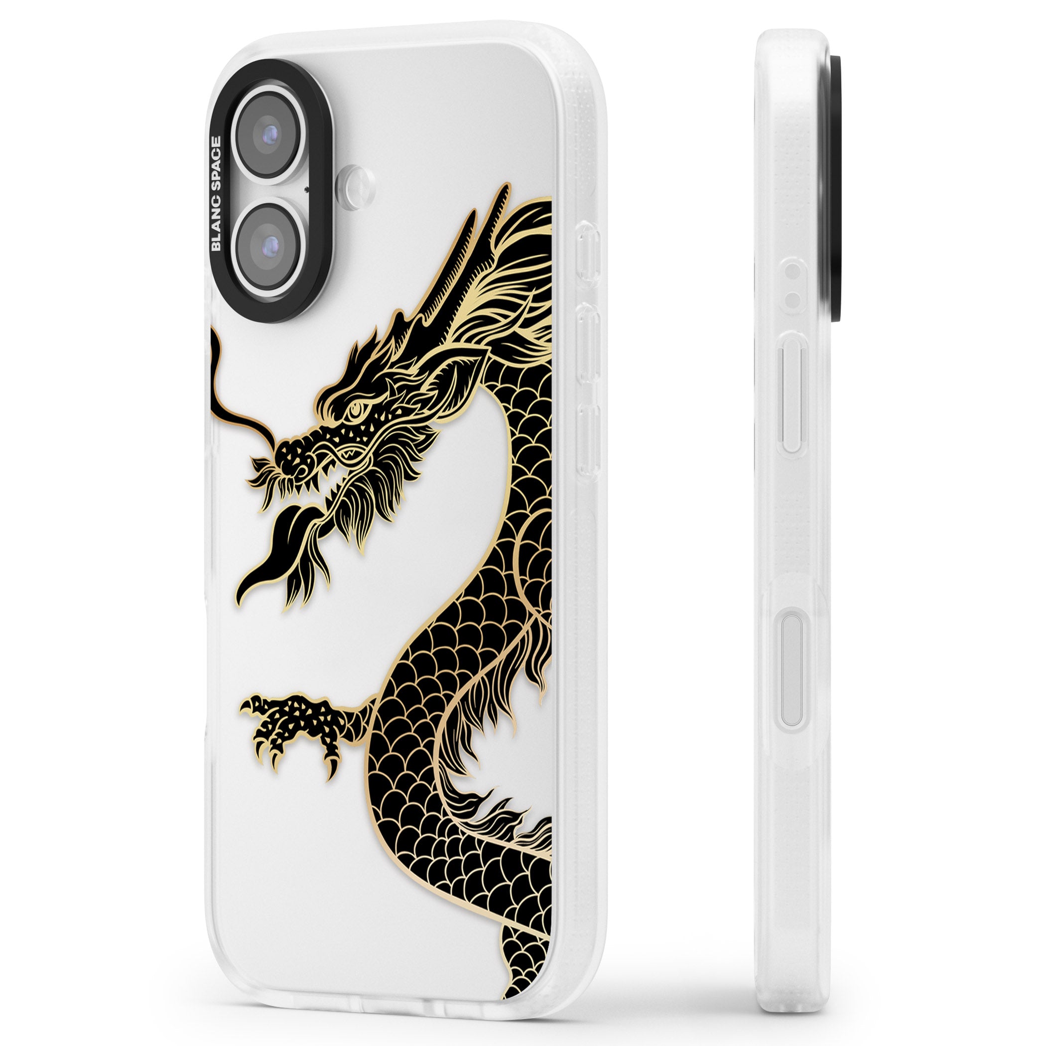 Large Black Dragon iPhone 17 Impact Air Clear Phone Case Side Profile