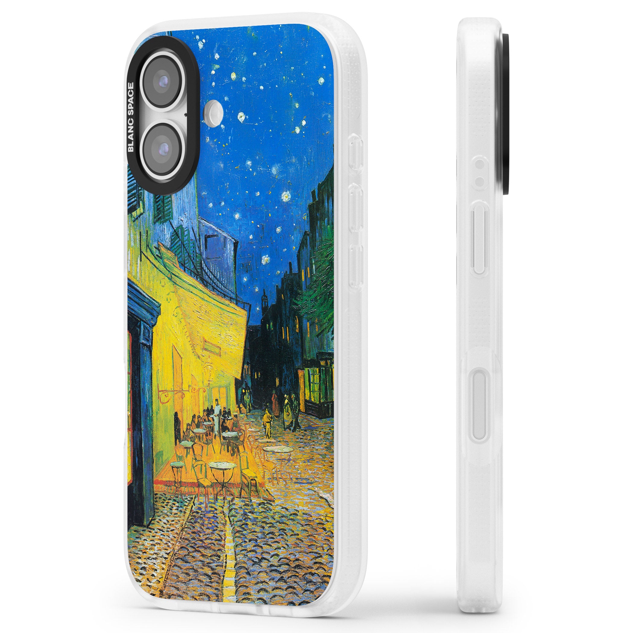Café Terrace At Night iPhone 17 Impact Air Clear Phone Case Side Profile