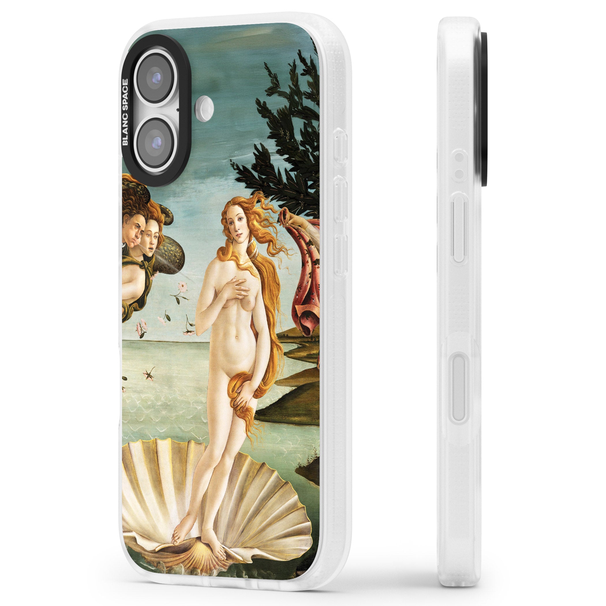 The Birth of Venus - Sandro Botticelli iPhone 17 Impact Air Clear Phone Case Side Profile