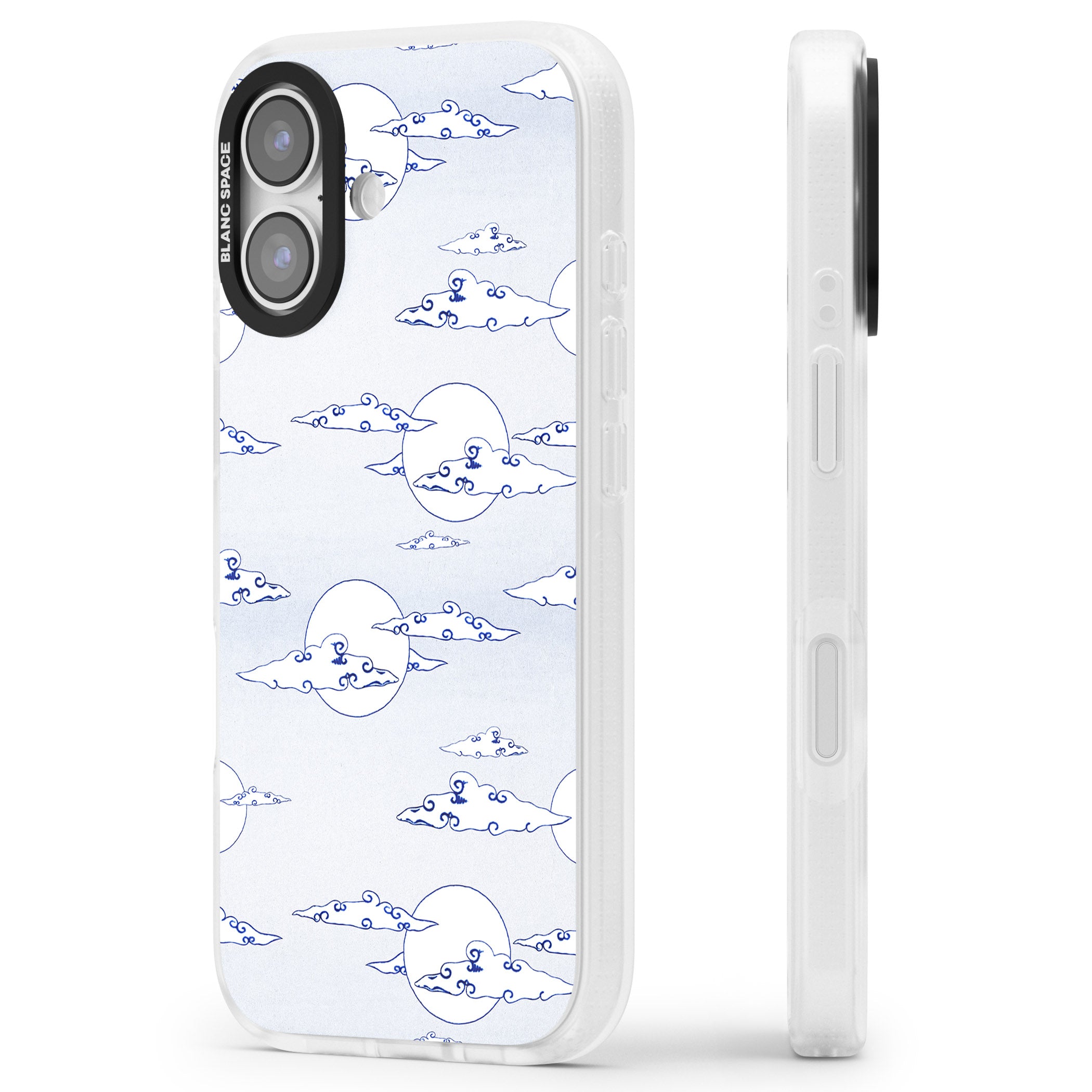 Moon & Clouds iPhone 17 Impact Air Clear Phone Case Side Profile