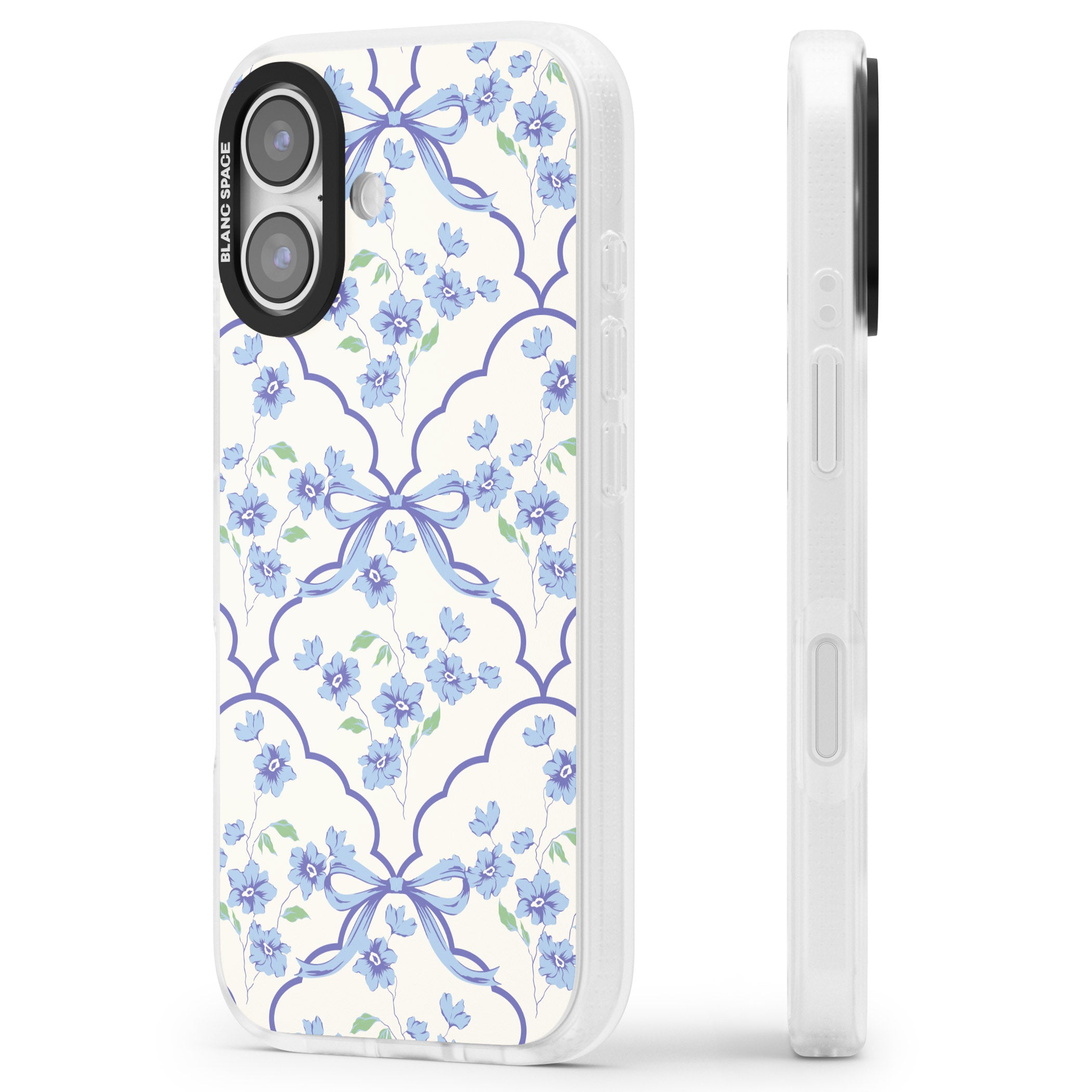 Blue Cottage Floral iPhone 17 Impact Air Clear Phone Case Side Profile