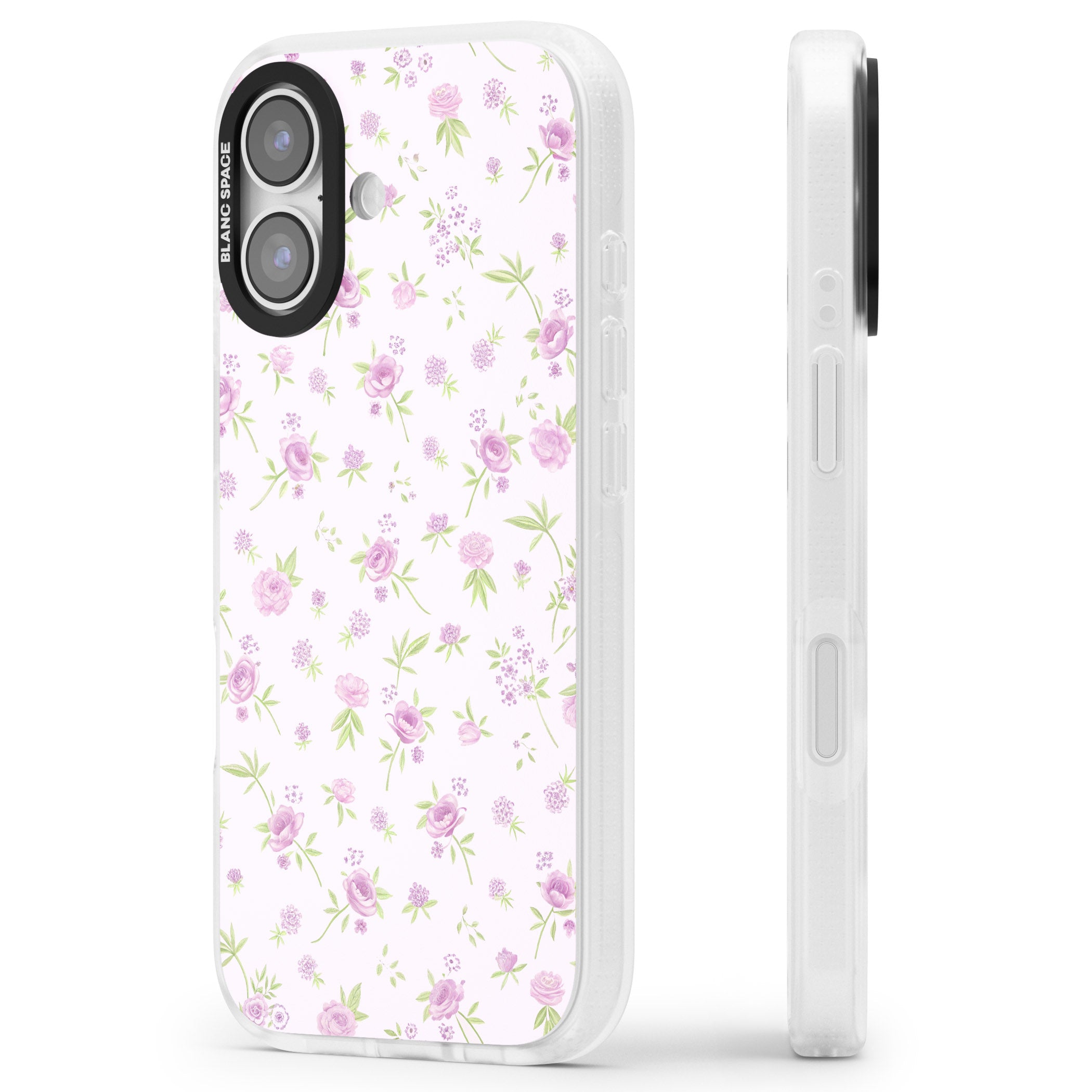 Pink Peonies iPhone 17 Impact Air Clear Phone Case Side Profile