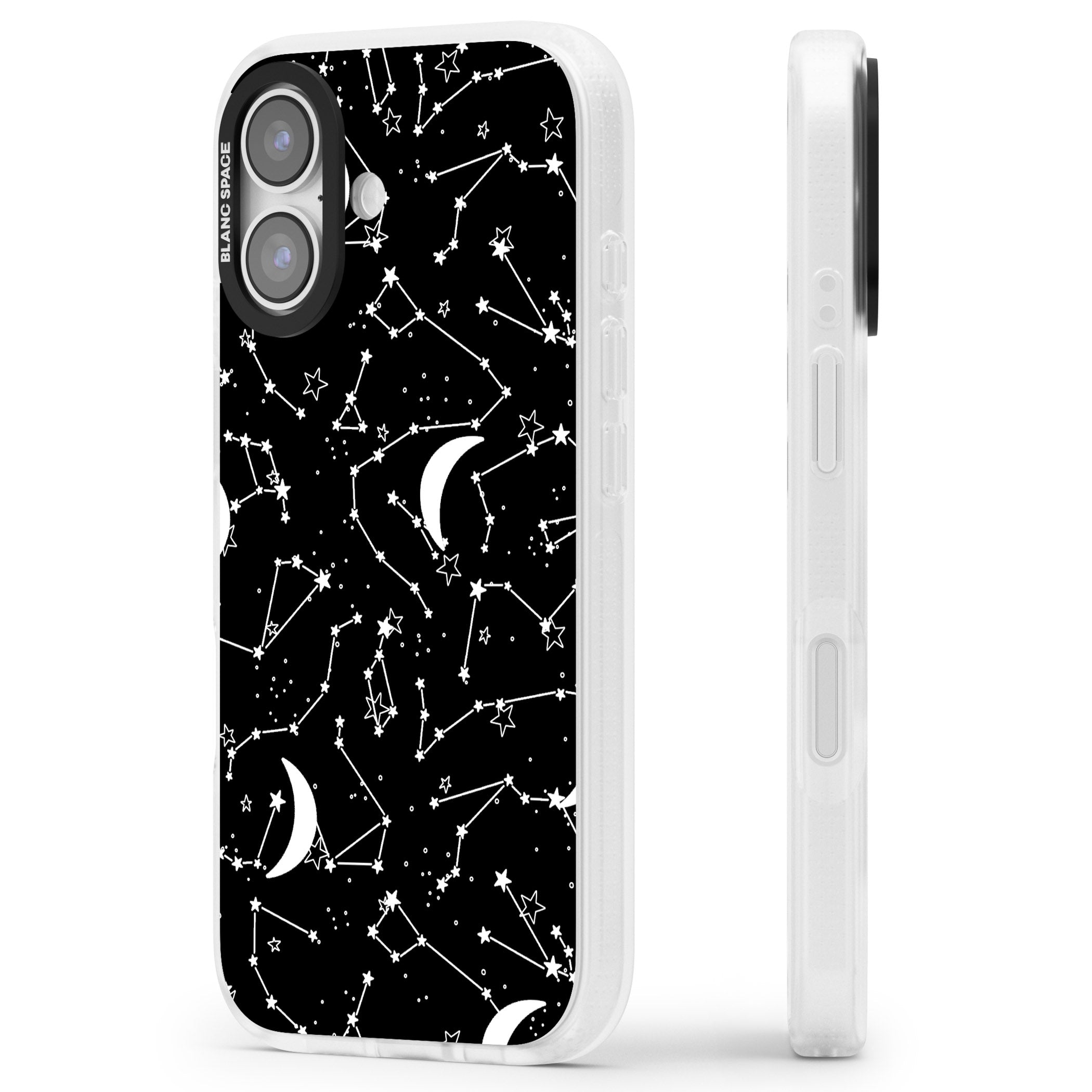 Black Celestial Constellations iPhone 17 Impact Air Clear Phone Case Side Profile