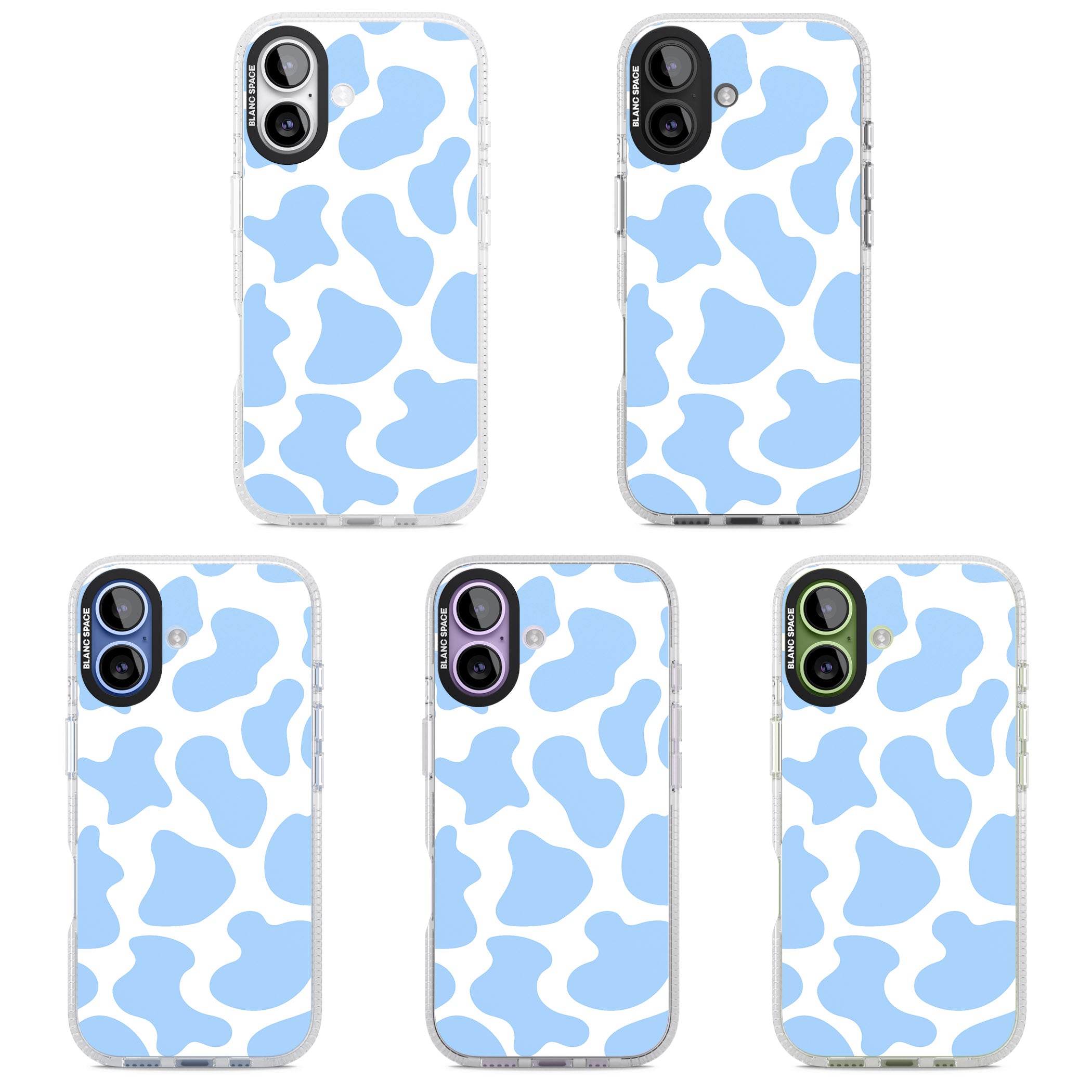 Blue And White Cow Print iPhone 17 Impact Air Clear Phone Case APT Impact Protection