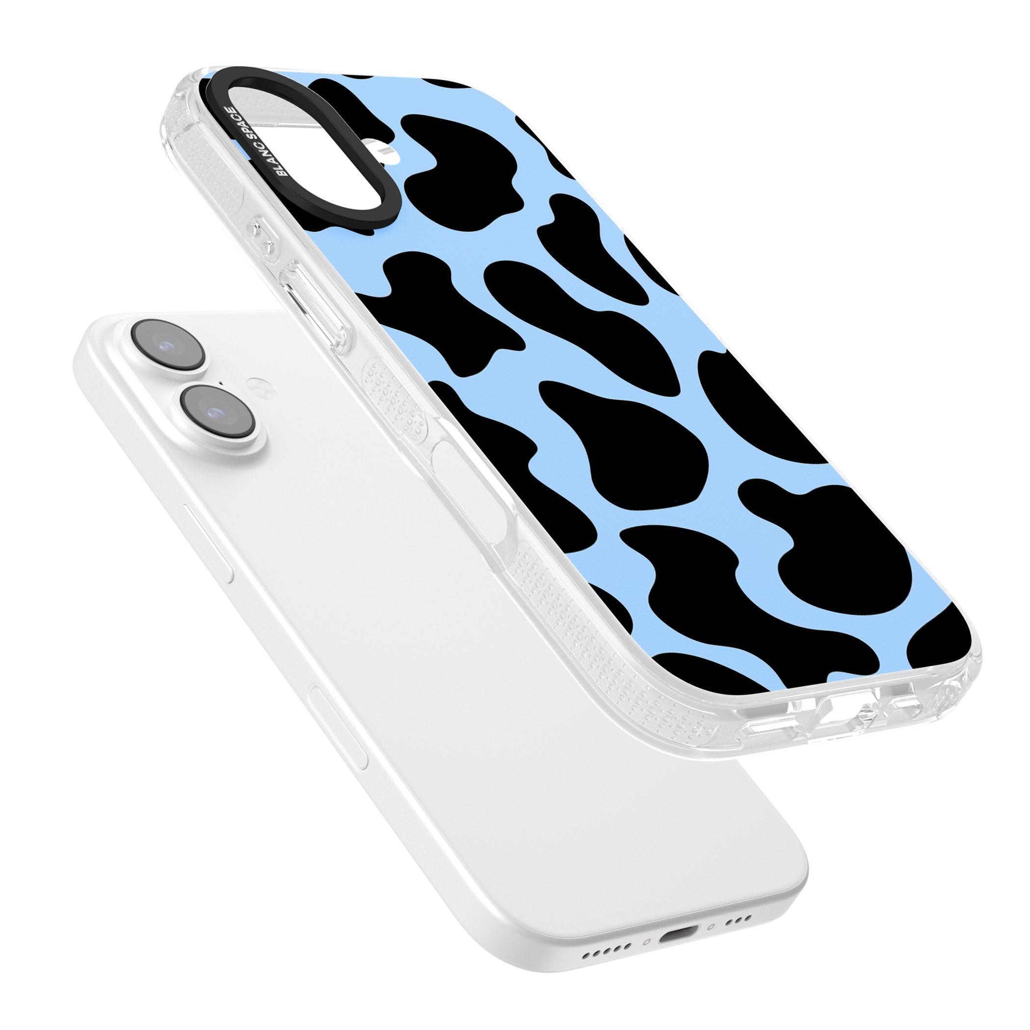 Blue And Black Cow Print iPhone 17 Impact Air Clear Phone Case Colours