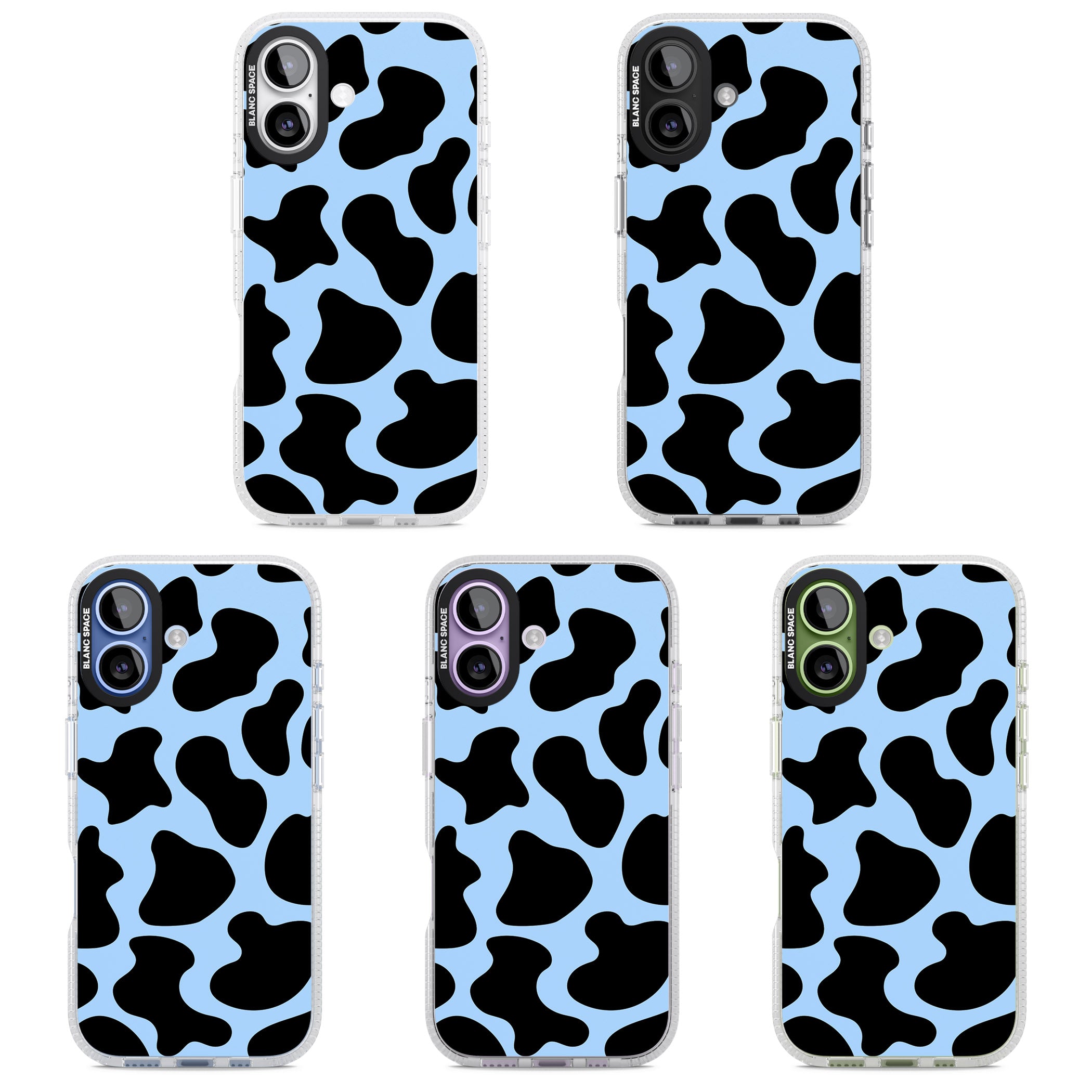 Blue And Black Cow Print iPhone 17 Impact Air Clear Phone Case APT Impact Protection