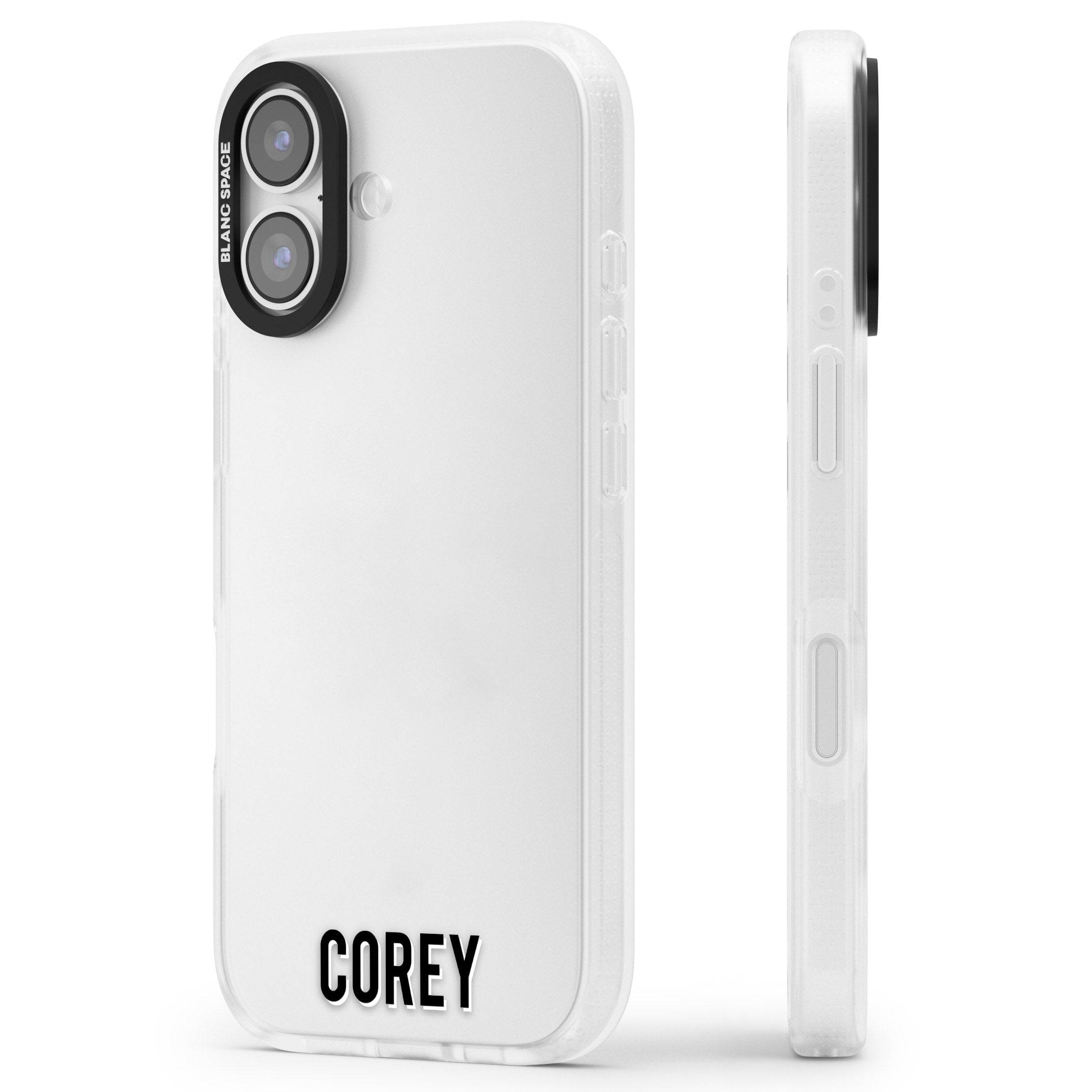 Personalised Bottom Name iPhone 17 Impact Air Clear Phone Case Side Profile