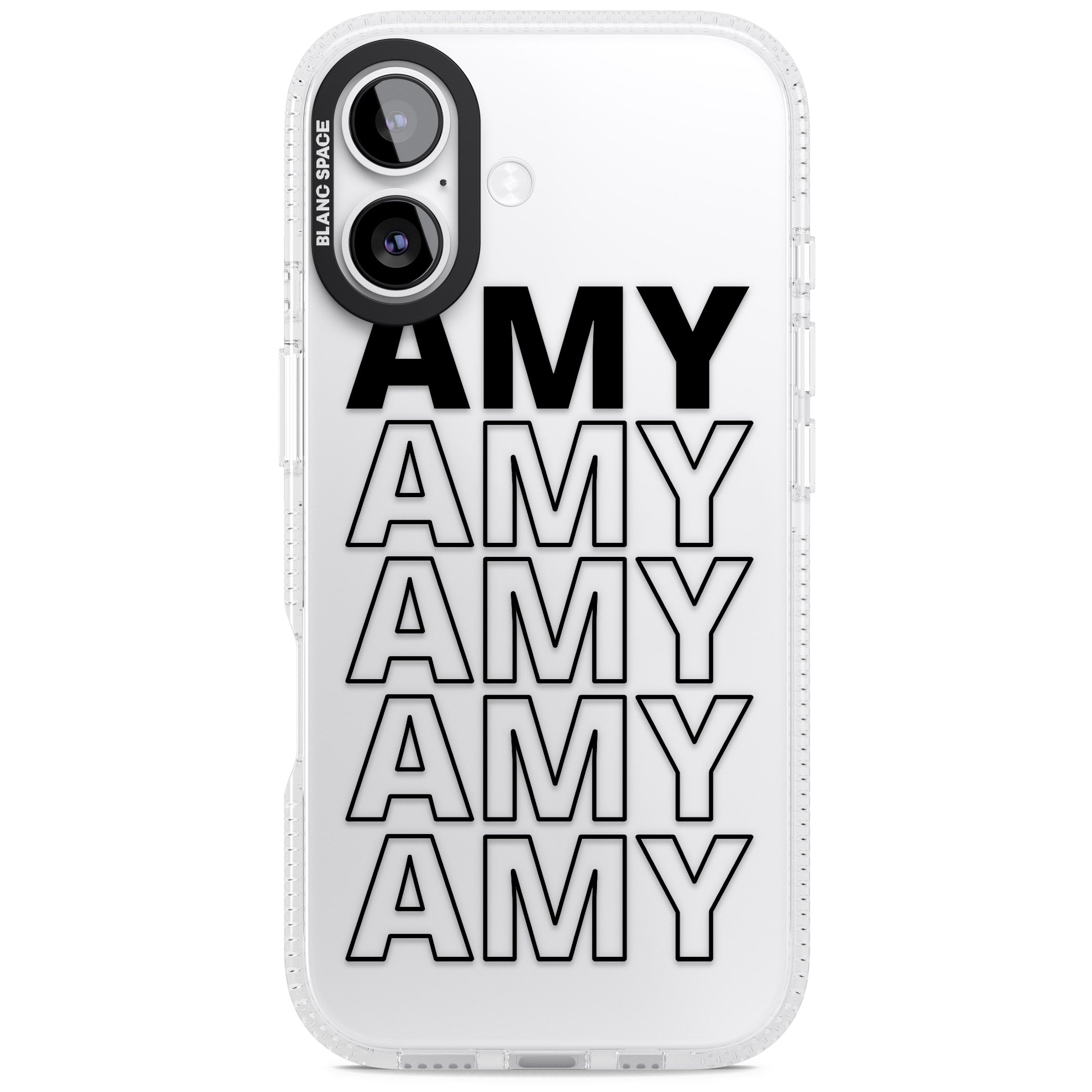 Personalised Bold Name Repetition iPhone 17 Impact Air Clear Phone Case