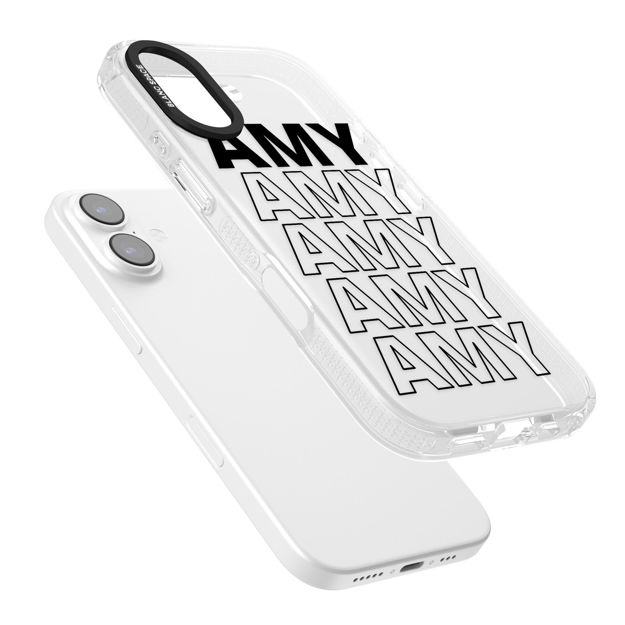 Personalised Bold Name Repetition iPhone 17 Impact Air Clear Phone Case Colours