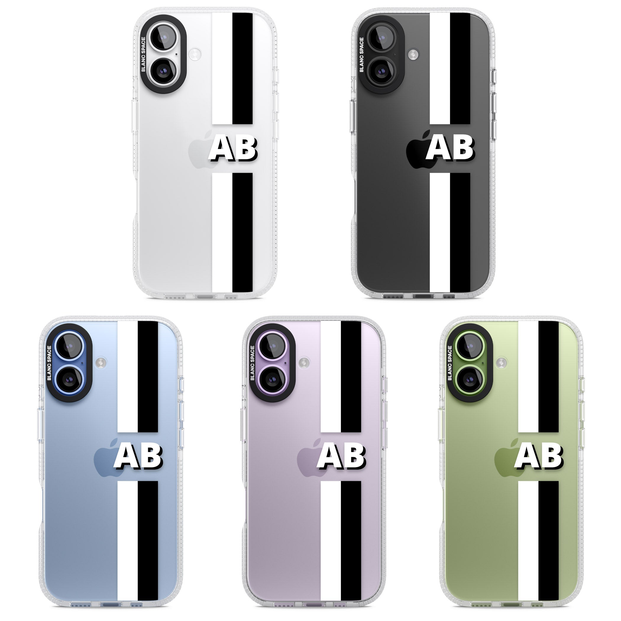 Personalised Bold Two Stripe Name iPhone 17 Impact Air Clear Phone Case APT Impact Protection