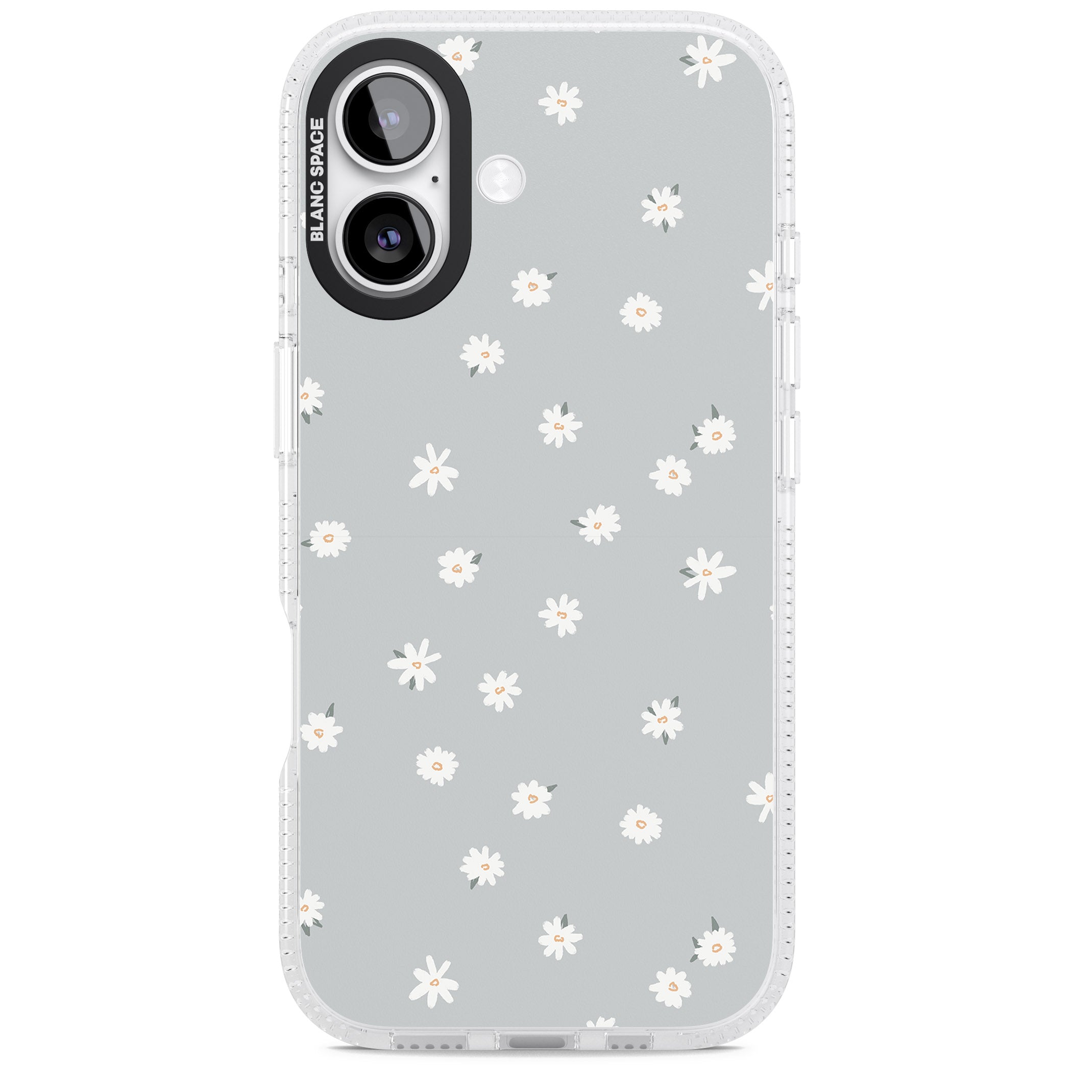 Painted Daisy Blue Grey iPhone 17 Impact Air Clear Phone Case