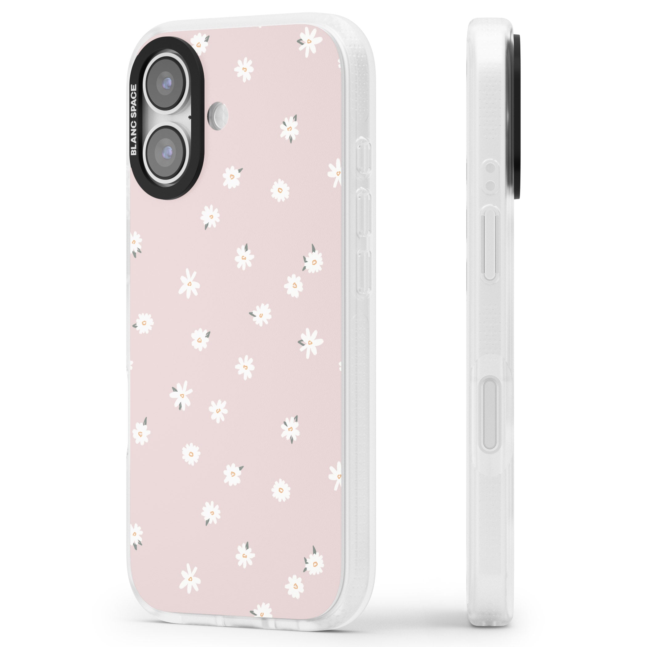 Painted Daises On Pink iPhone 17 Impact Air Clear Phone Case Side Profile