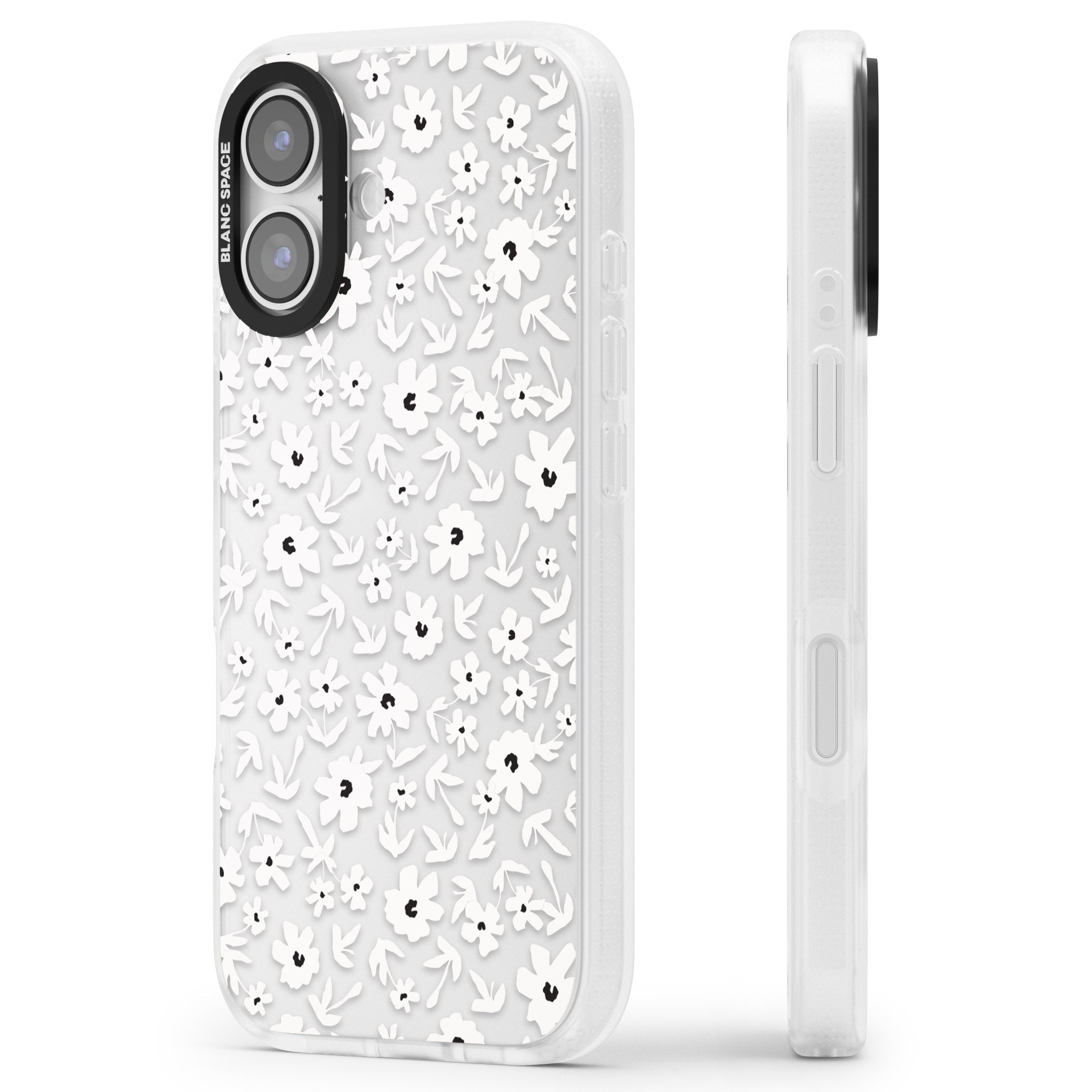 Monochrome Floral iPhone 17 Impact Air Clear Phone Case Side Profile