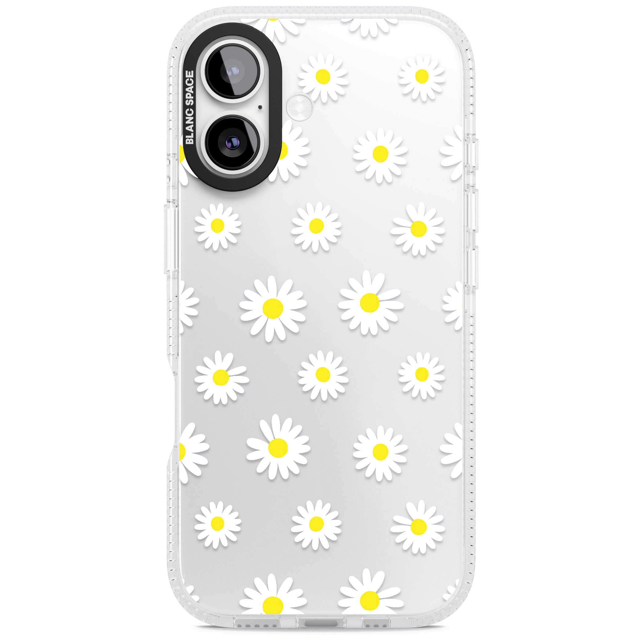 Personalised White Daisy Pattern iPhone 17 Impact Air Clear Phone Case