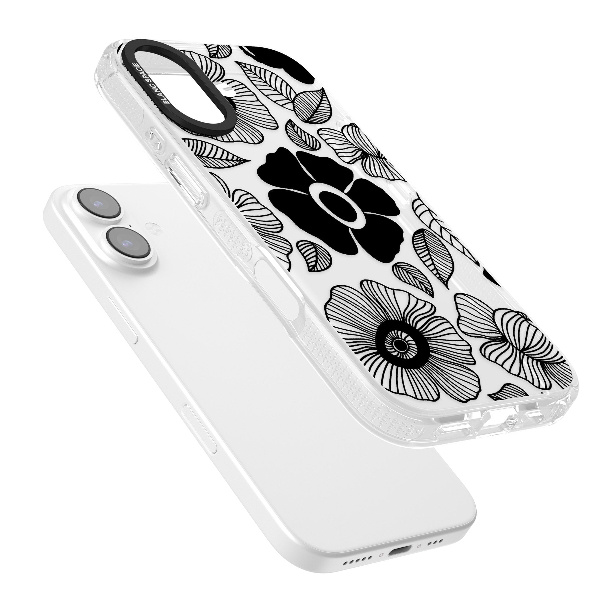 Black Flowers iPhone 17 Impact Air Clear Phone Case Colours