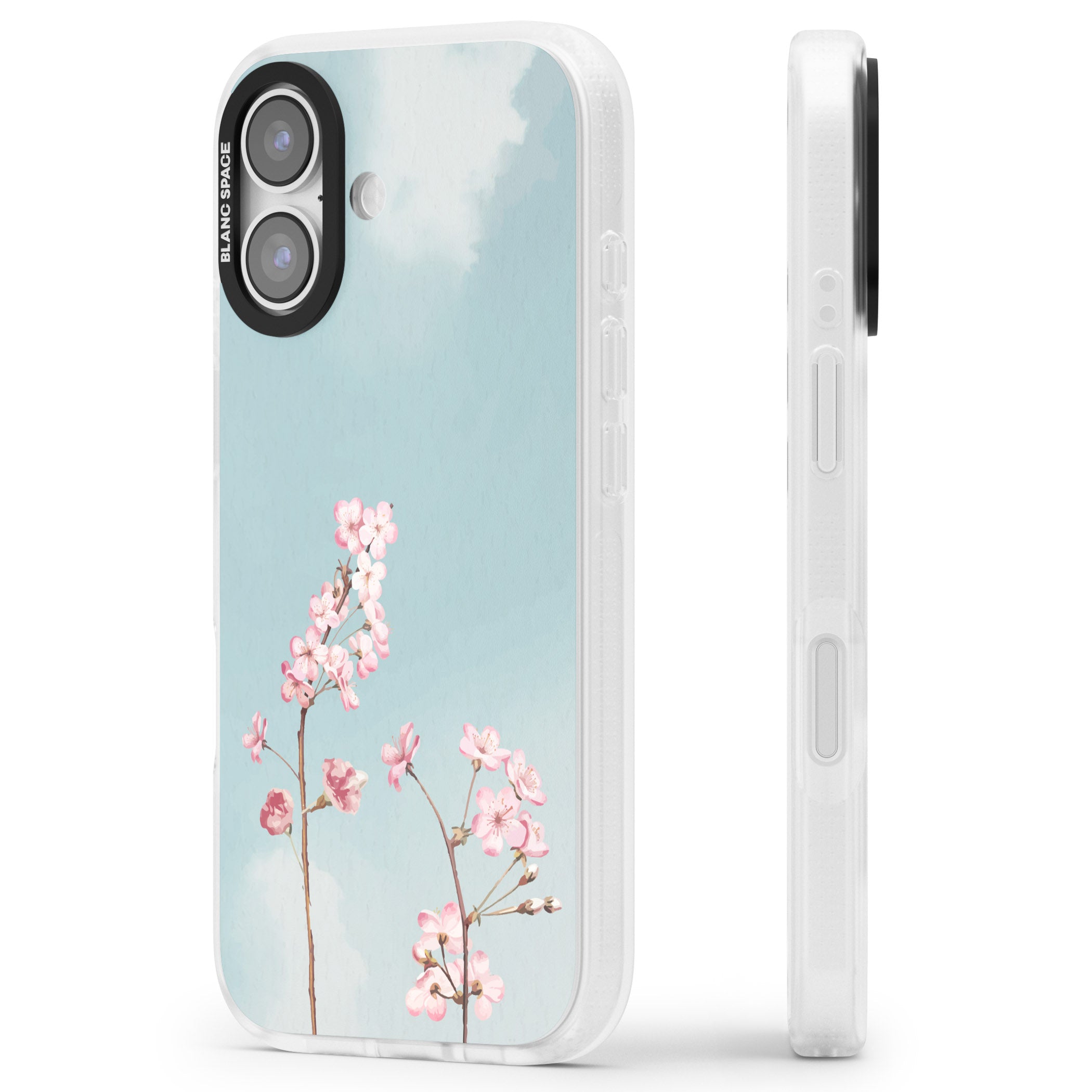 Blossom Flower Sky iPhone 17 Impact Air Clear Phone Case Side Profile