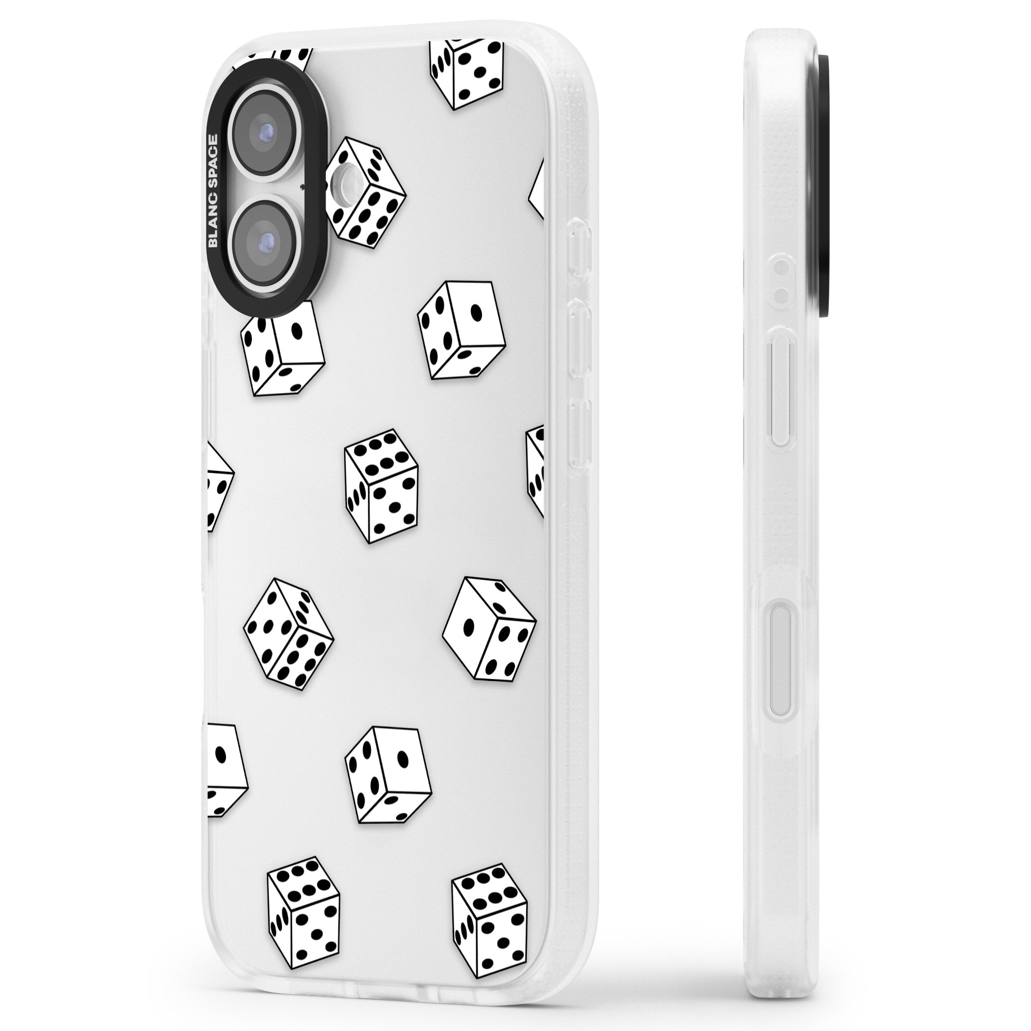Clear Dice Pattern iPhone 17 Impact Air Clear Phone Case Side Profile