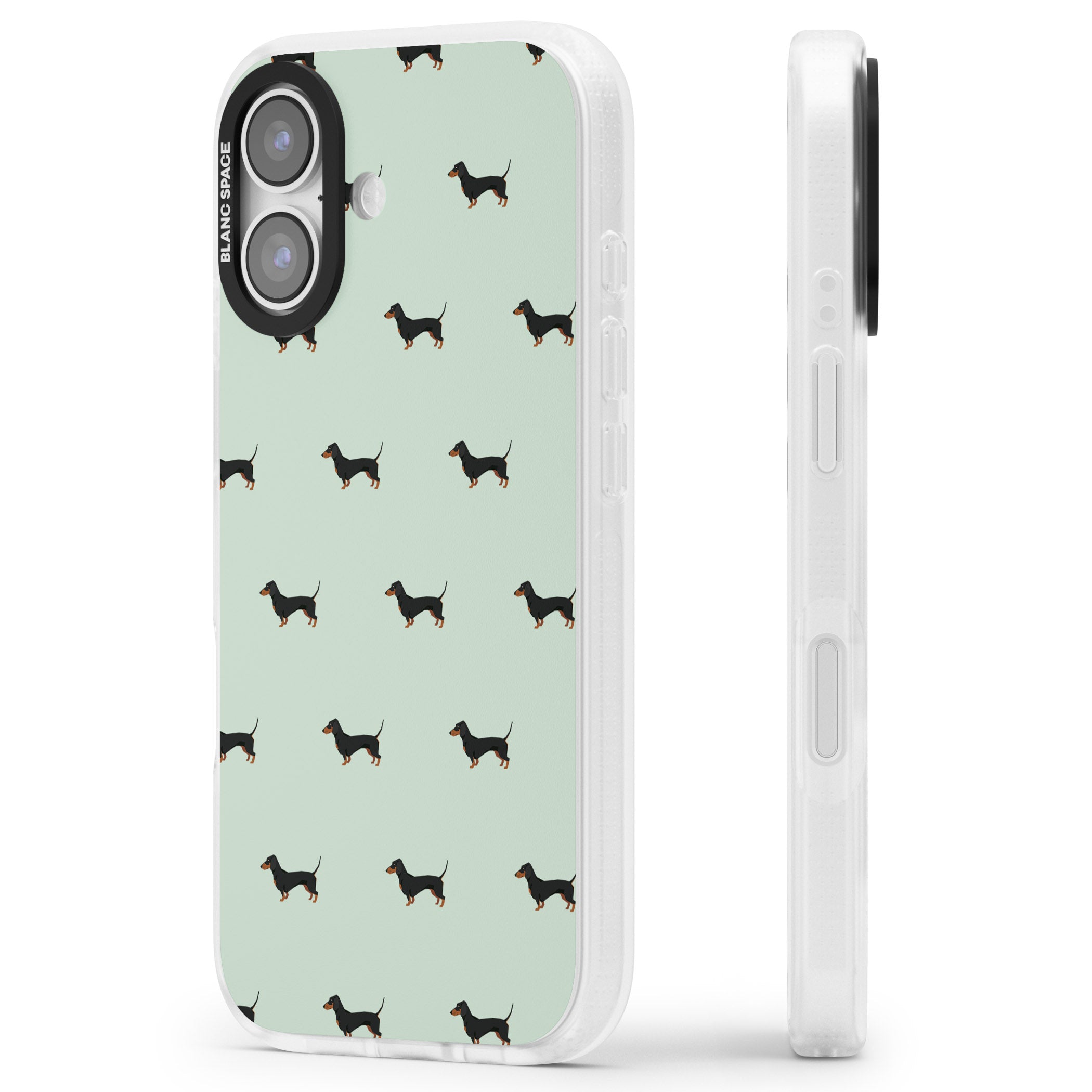 Dachshund Dog Pattern iPhone 17 Impact Air Clear Phone Case Side Profile