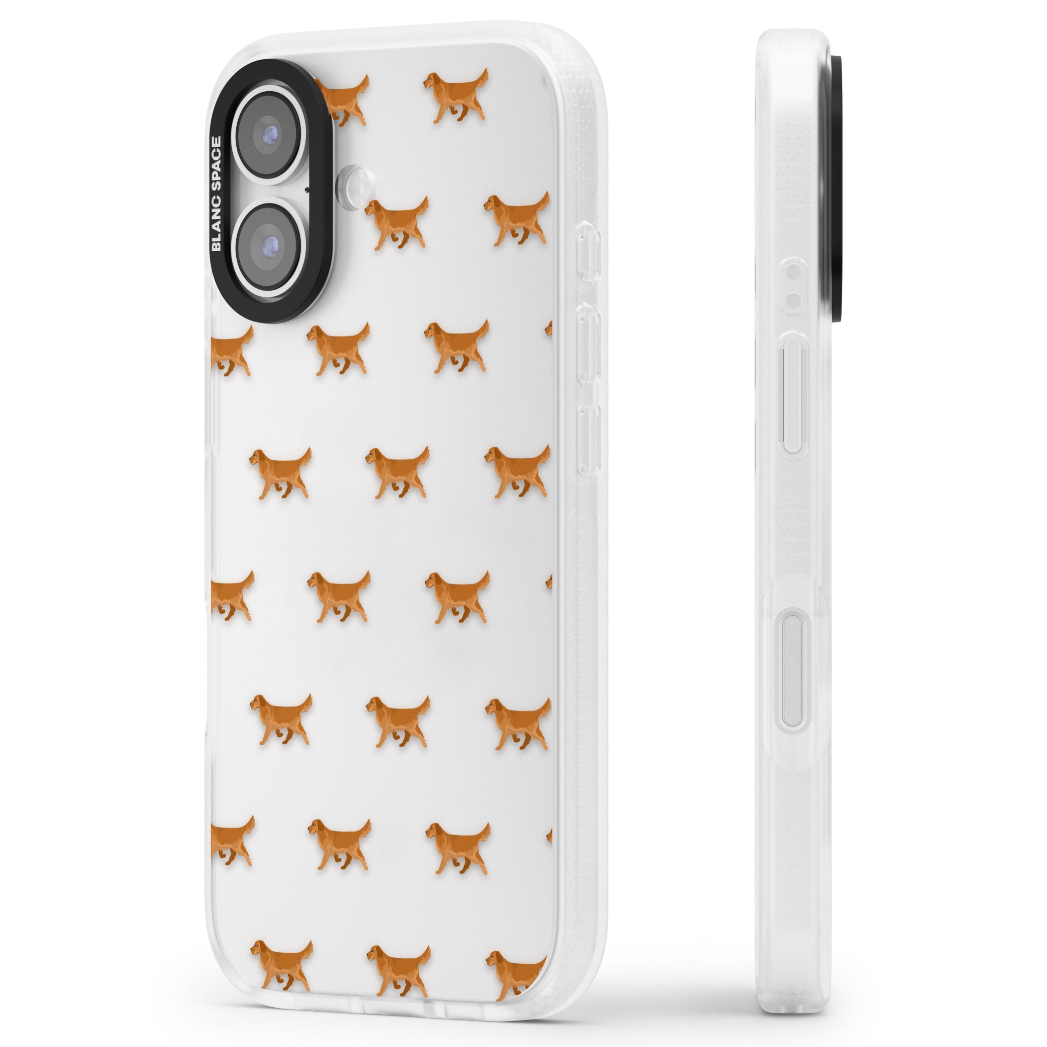 Golden Retriever Dog Pattern Clear iPhone 17 Impact Air Clear Phone Case Side Profile