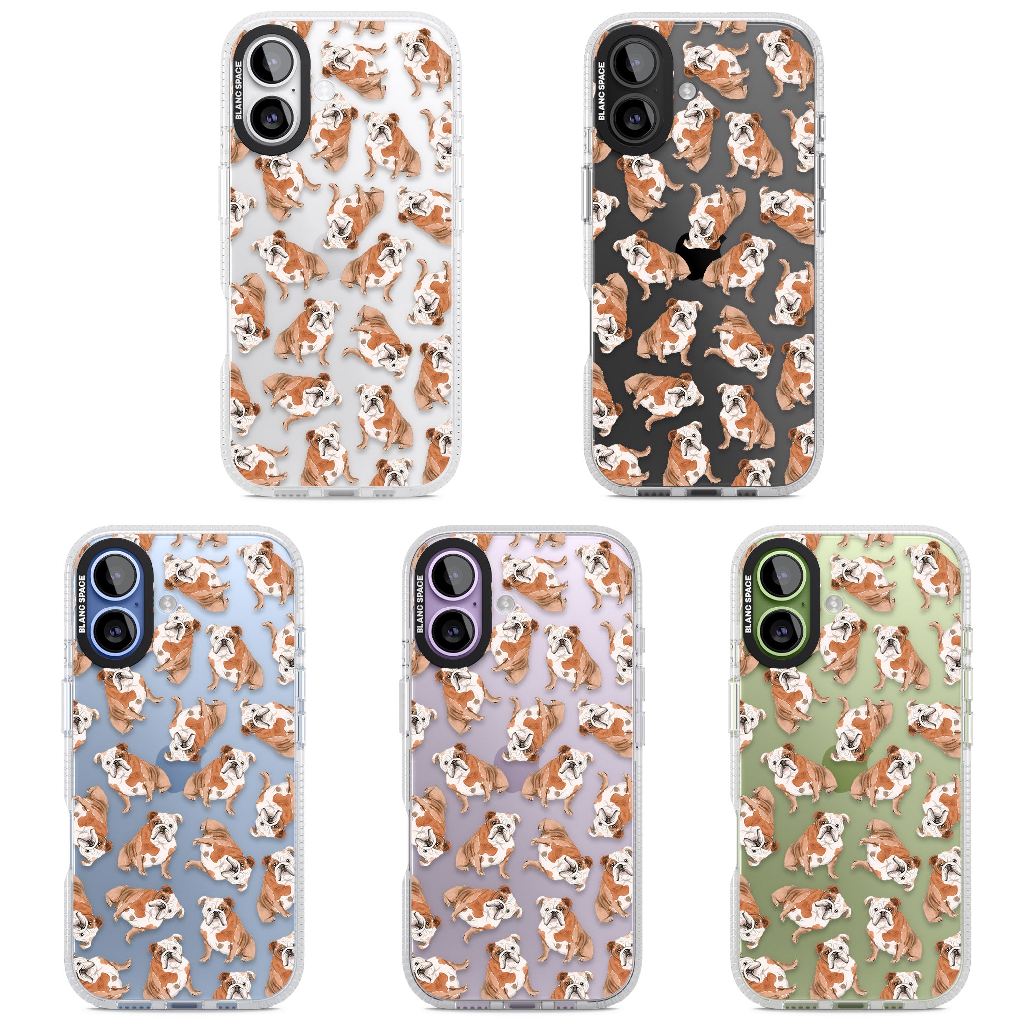 English Bulldog Watercolour Dog Pattern iPhone 17 Impact Air Clear Phone Case APT Impact Protection