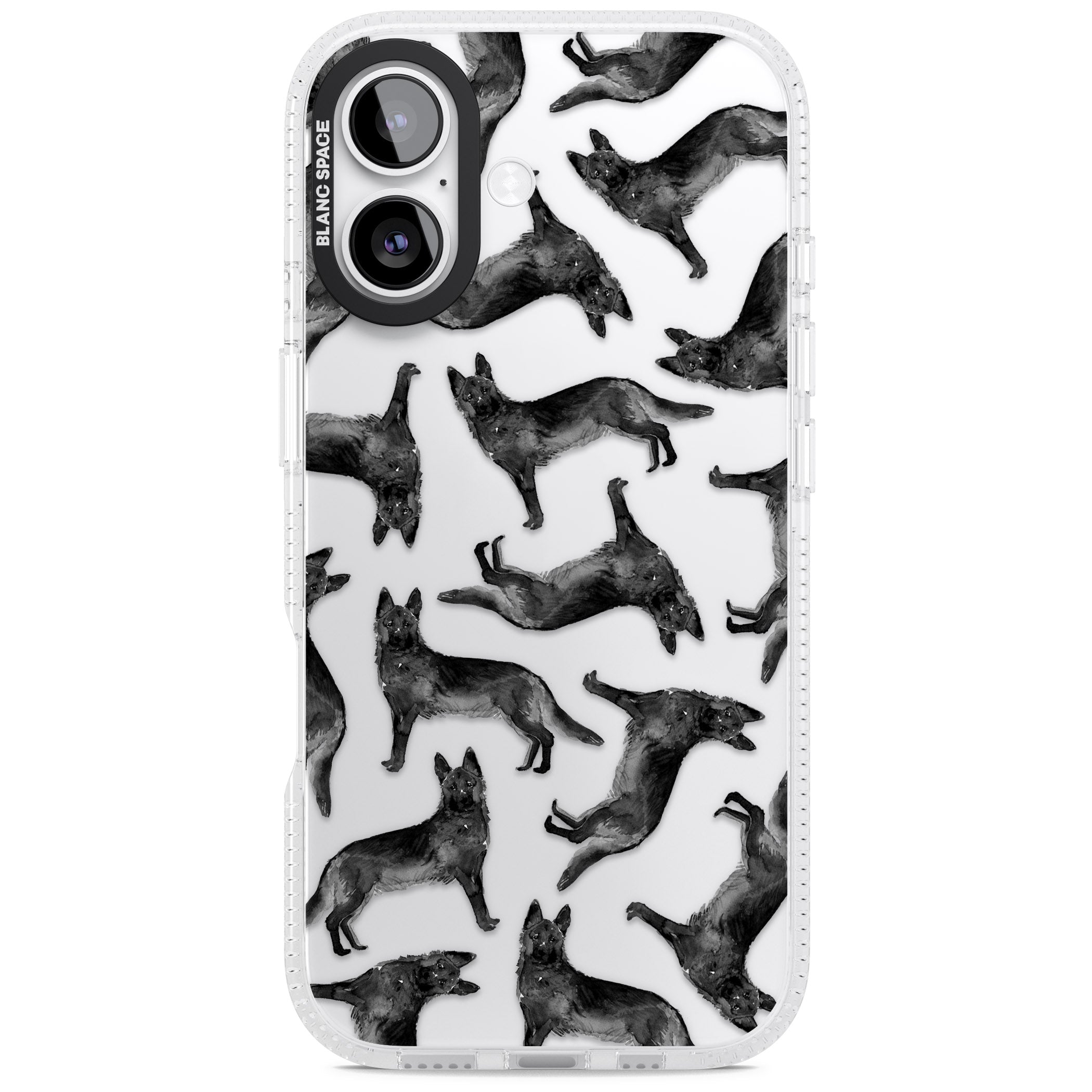 German Shepherd Pattern Black iPhone 17 Impact Air Clear Phone Case